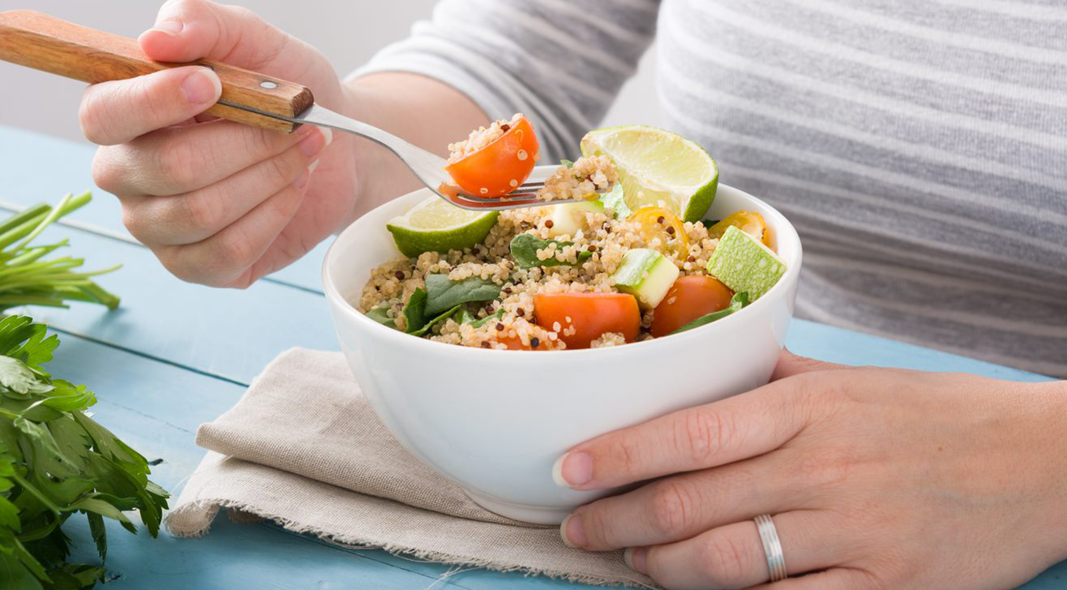 Close-up image of grain bowl