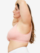 Side view of cotton front-closure wirefree comfort bra in black