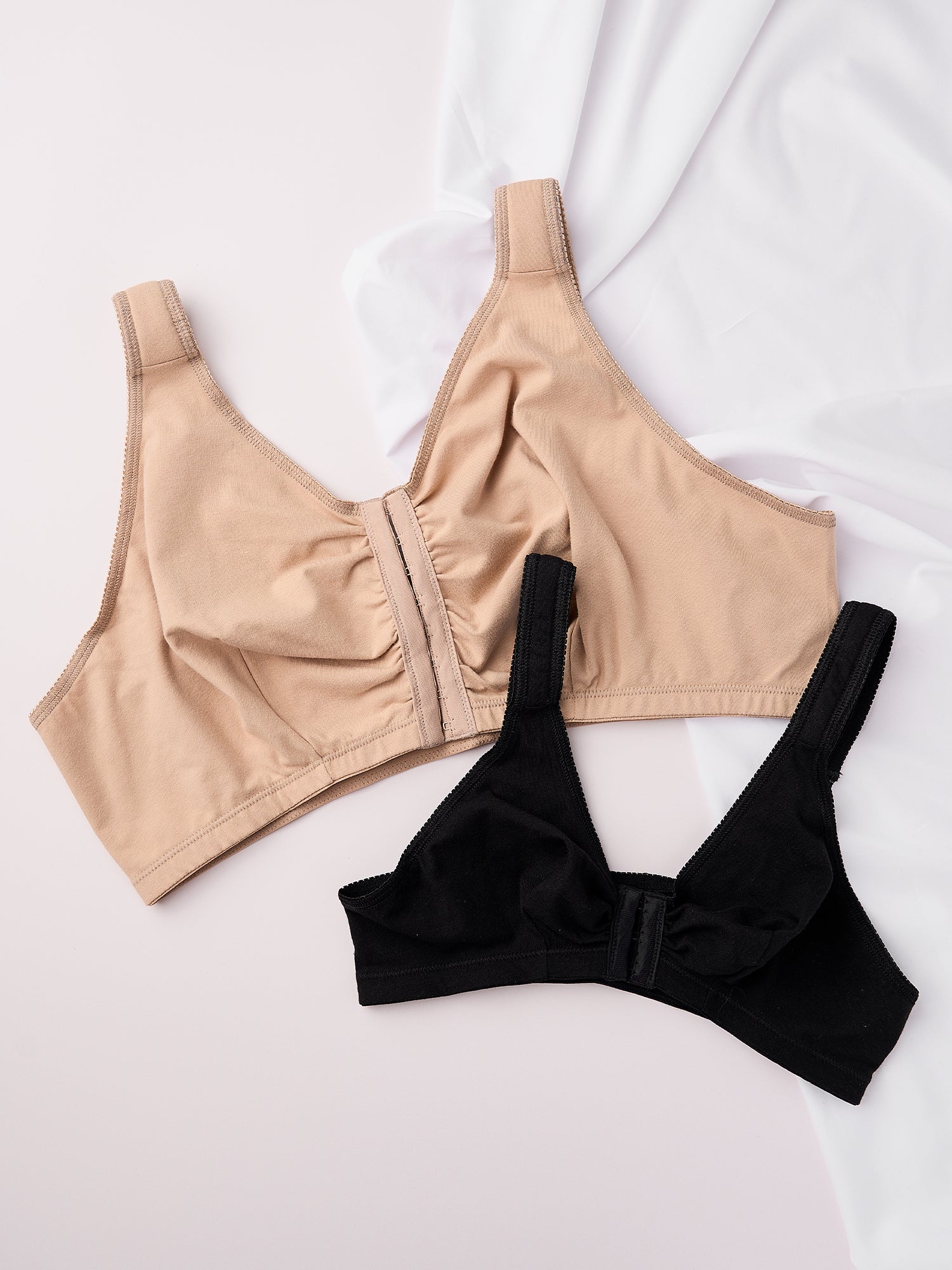 The Meryl - Cotton Front-Closure Comfort & Sleep Bra - Black,36AB