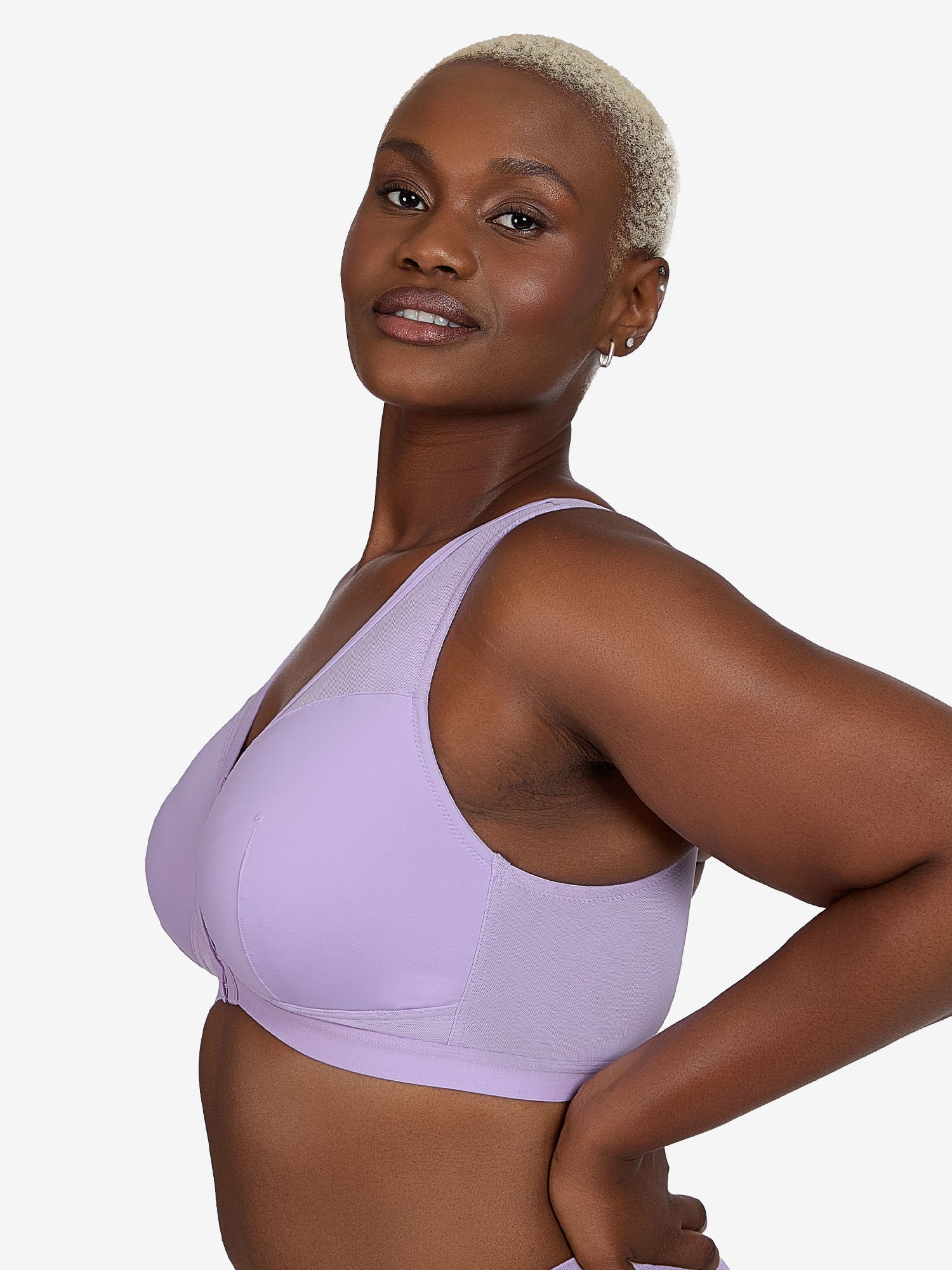 The Harper - Wireless Mesh Front-Closure Bra - Lilac Breeze,36AB