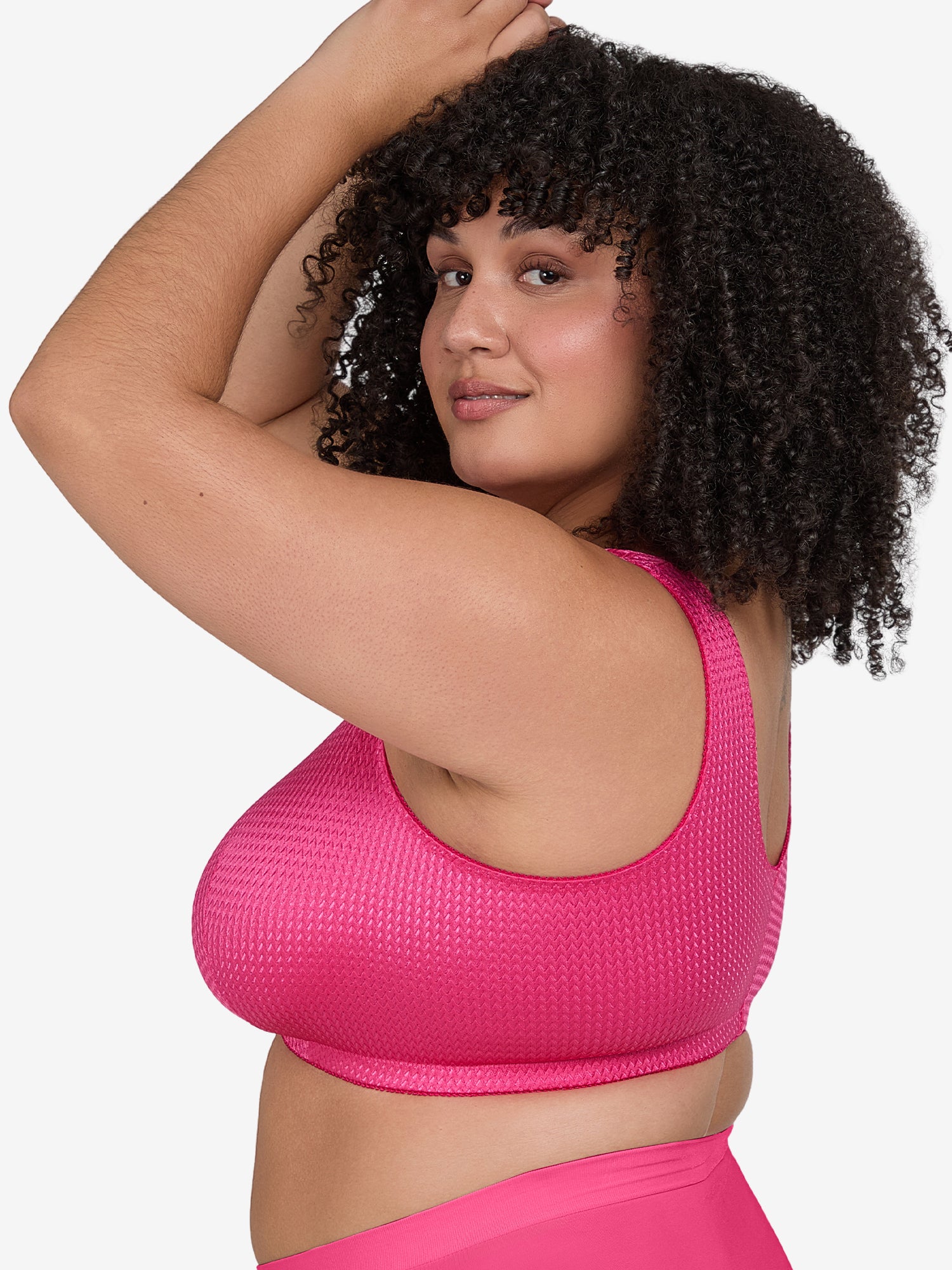 The Marlene - Wireless Silky Front-Closure Comfort Bra - Pink Fuschia Rose,36BCD