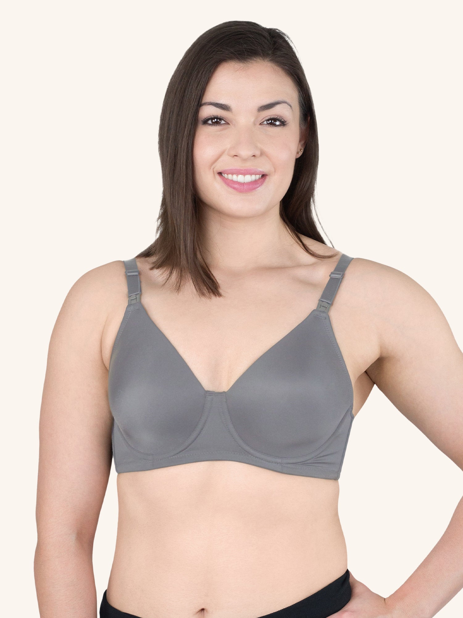 Loving Moments Full Coverage T-Shirt Nursing Bra - Storm Front Grey,34B