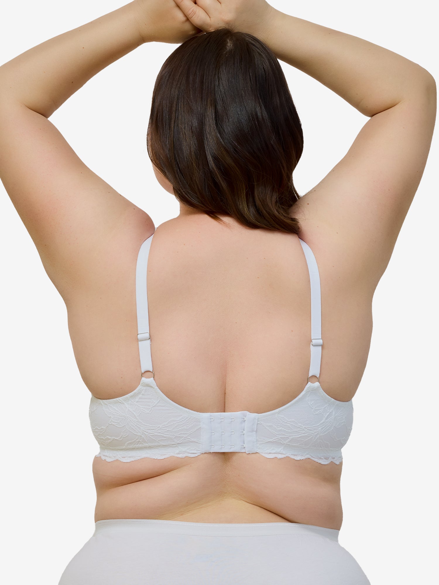 The Willow - Lightly Padded Lace Plunge Underwire Bra - White,40A