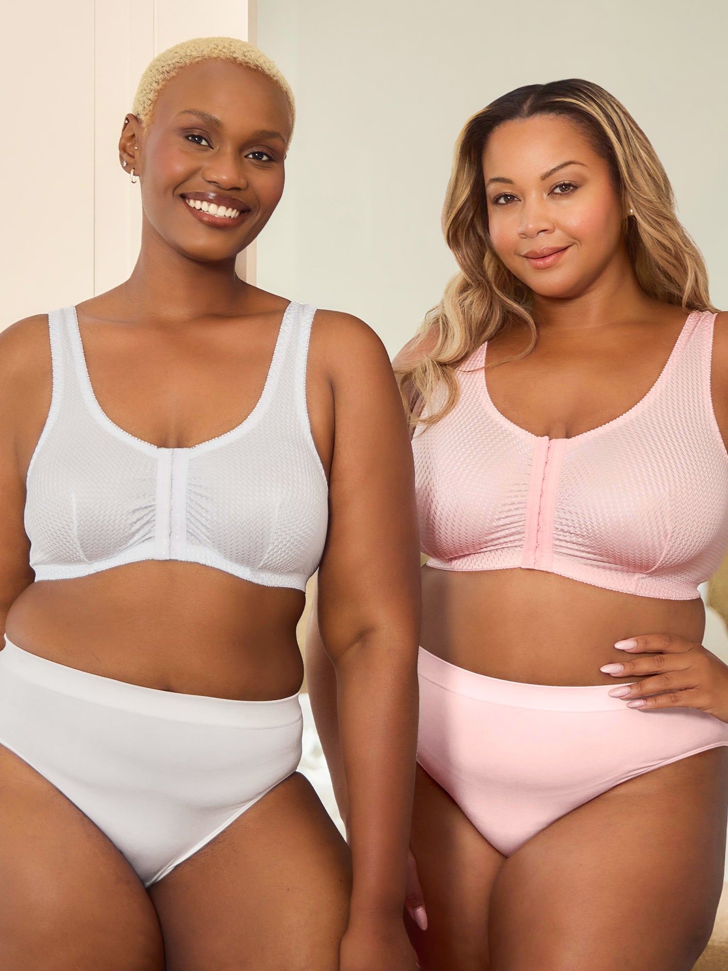 The Marlene - Wireless Silky Front-Closure Comfort Bra - Crystal Pink,36BCD