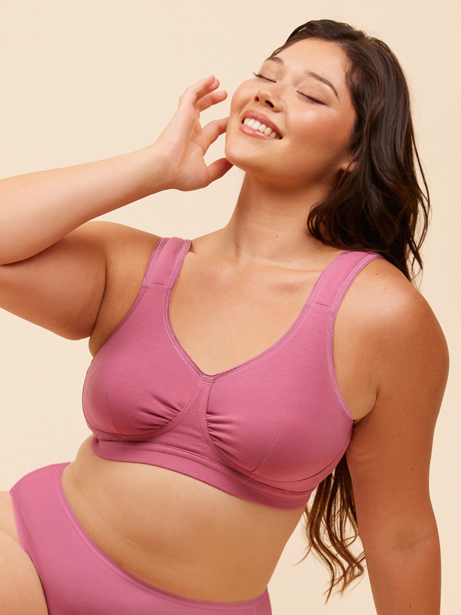 The Evie - Wireless All-Day Cotton Comfort Bra - Raspberry Rose,36AB