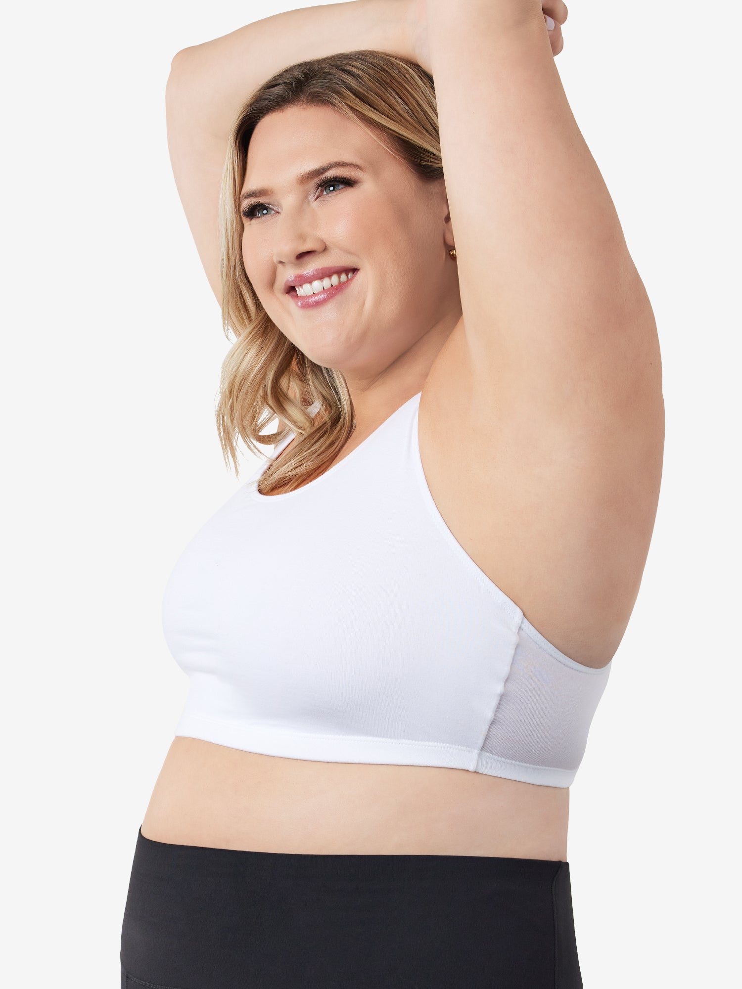 The Serena - Wireless Racerback Cotton Sports Bra 2-Pack - Black & White 2PK,38BCD