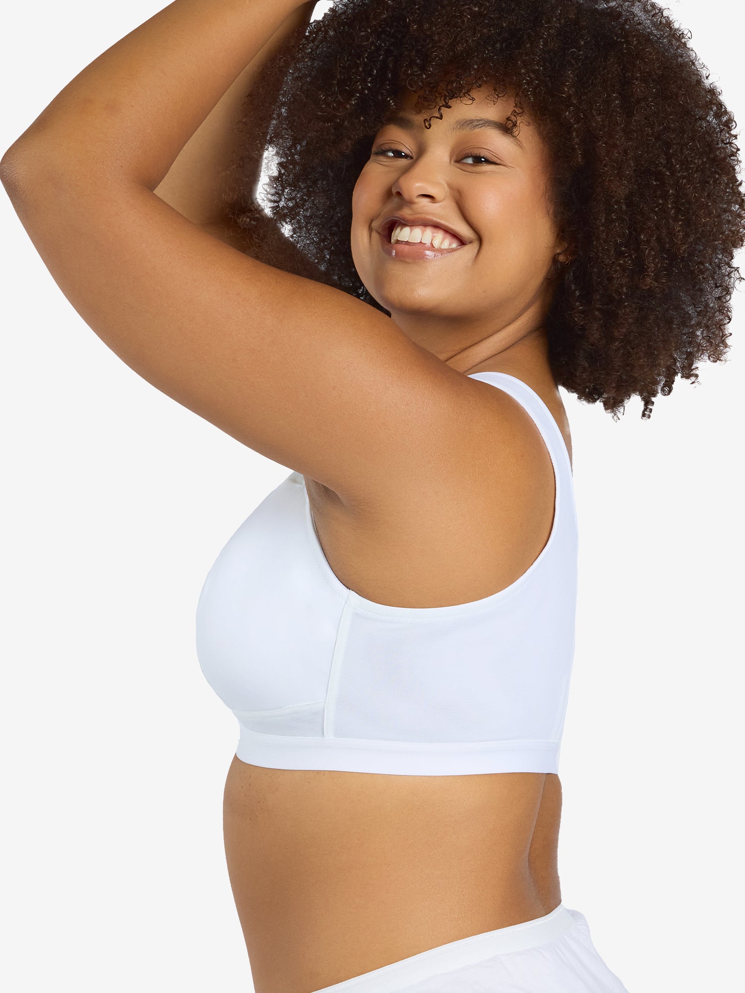 The Harper - Wireless Mesh Front-Closure Bra - White,34CDDD