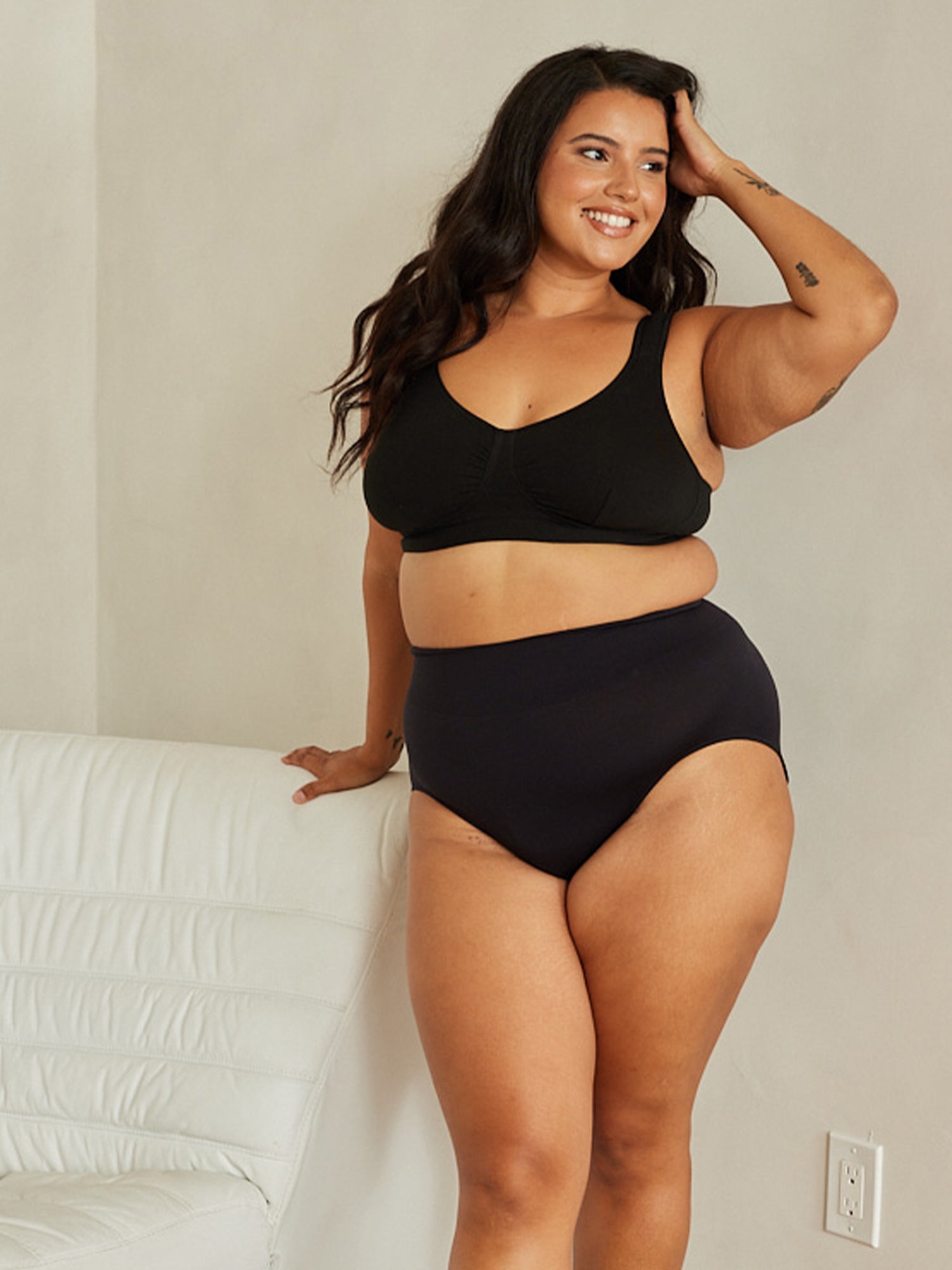 The Evie - Wireless All-Day Cotton Comfort Bra - Black,36AB