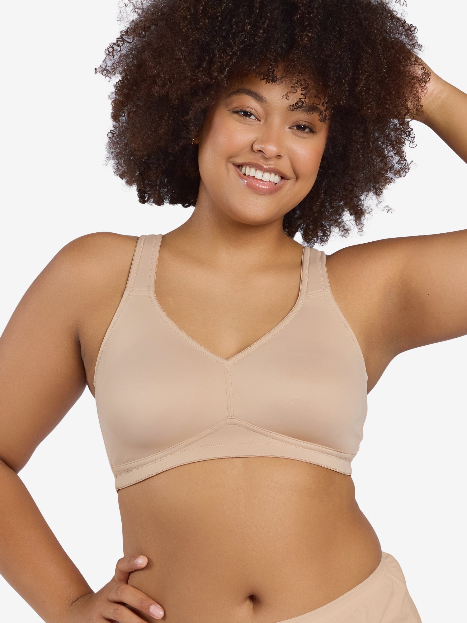 Front view of loving moments microf loving momentsiber comfort bra in black