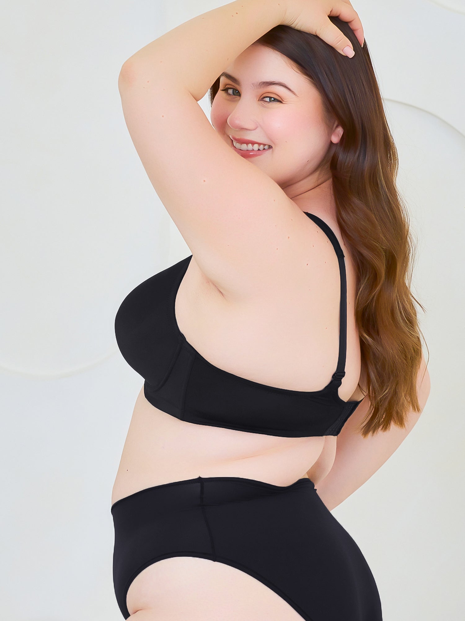 The Brigitte Full Coverage - Padded Wireless T-Shirt Bra - Black,36A