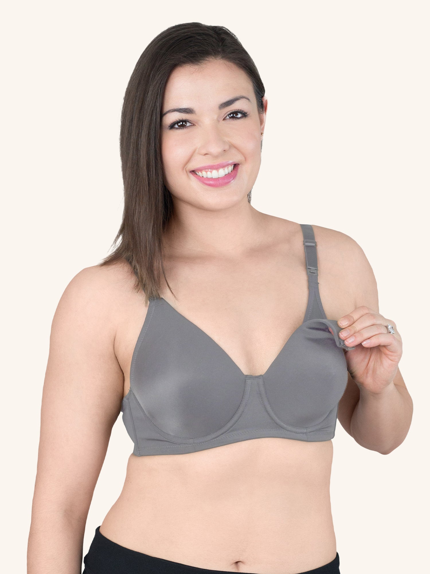 Loving Moments Full Coverage T-Shirt Nursing Bra - Storm Front Grey,34B