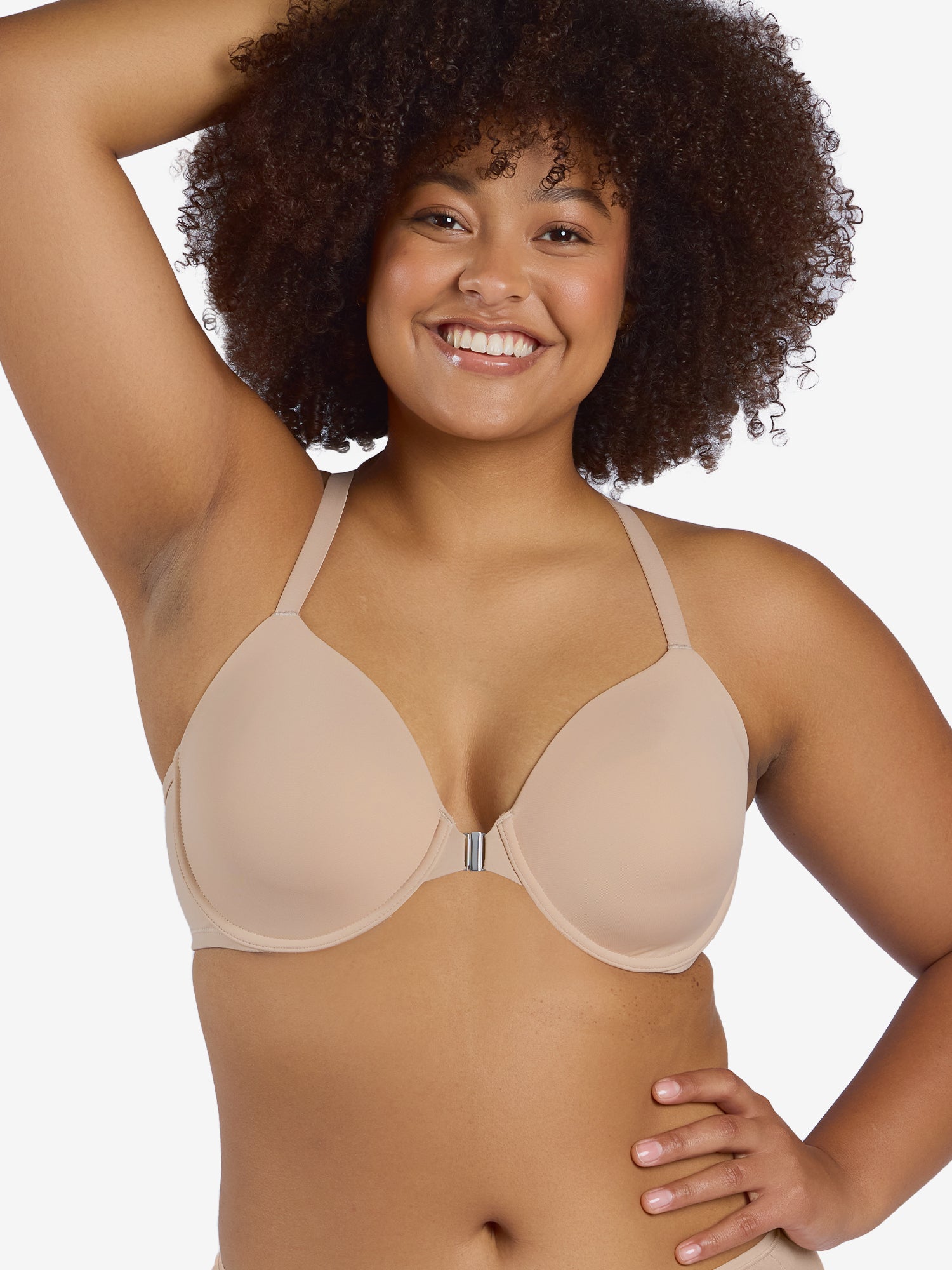 The Luna - Lightly Padded Front-Closure Racerback T-Shirt Bra - Sand,38B