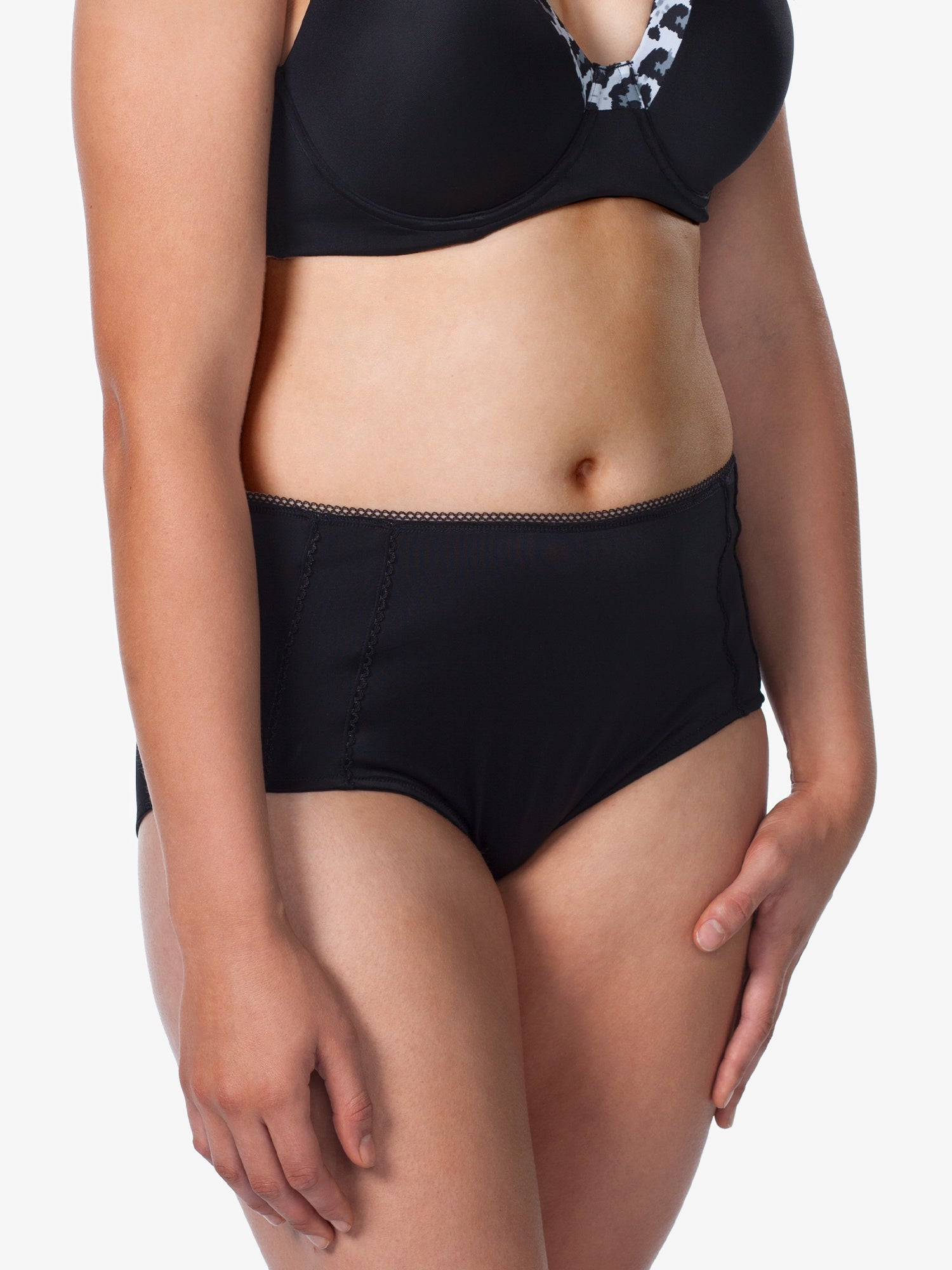Front view of comfort fresh cooling panties in black