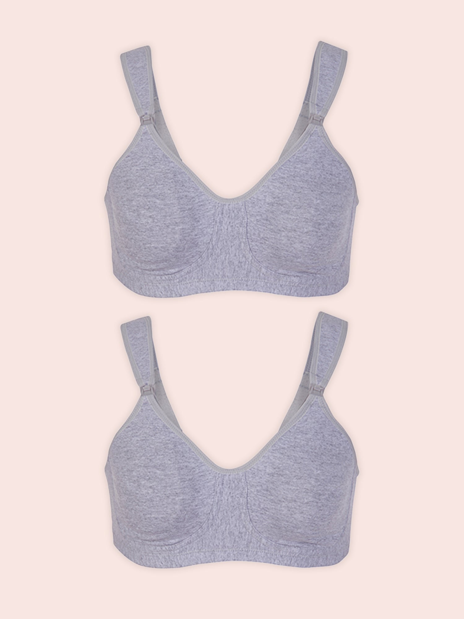 The Vivien - Wireless Nursing Sports Bra 2-Pack - Heather Grey - 2PK,36B