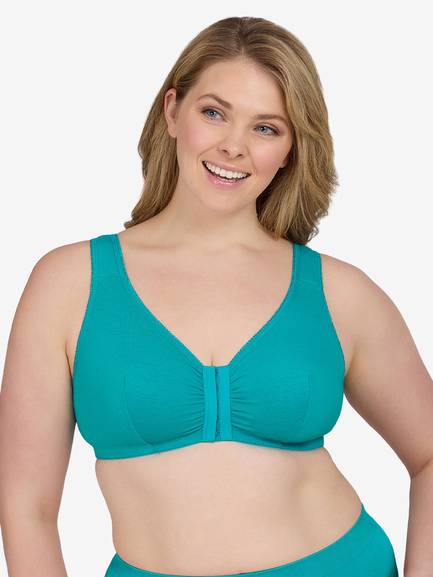 The Meryl - Cotton Front-Closure Comfort & Sleep Bra - Capri Breeze,36AB