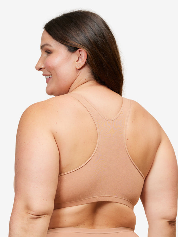 Back view of cotton wirefree sports bra in mpcha