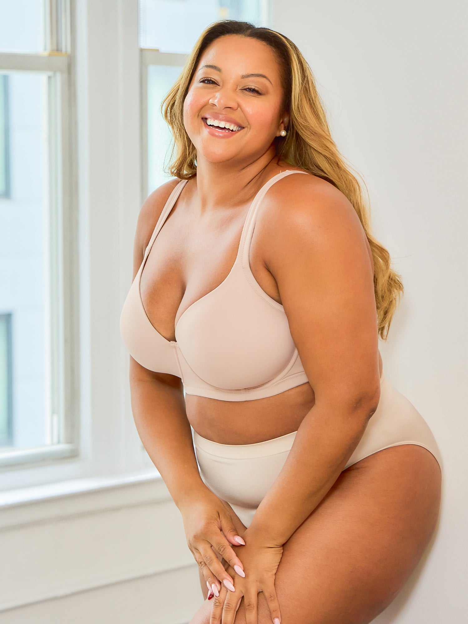 The Brigitte Full Coverage - Lightly Padded Wireless T-Shirt Bra - Sand,38A