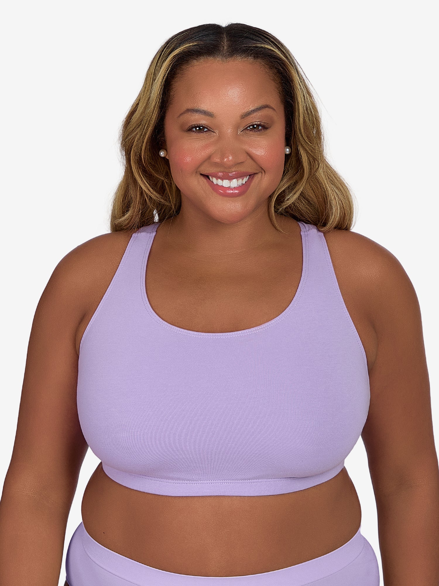 The Serena - Wireless Racerback Cotton Sports Bra - Lilac Breeze,38BCD