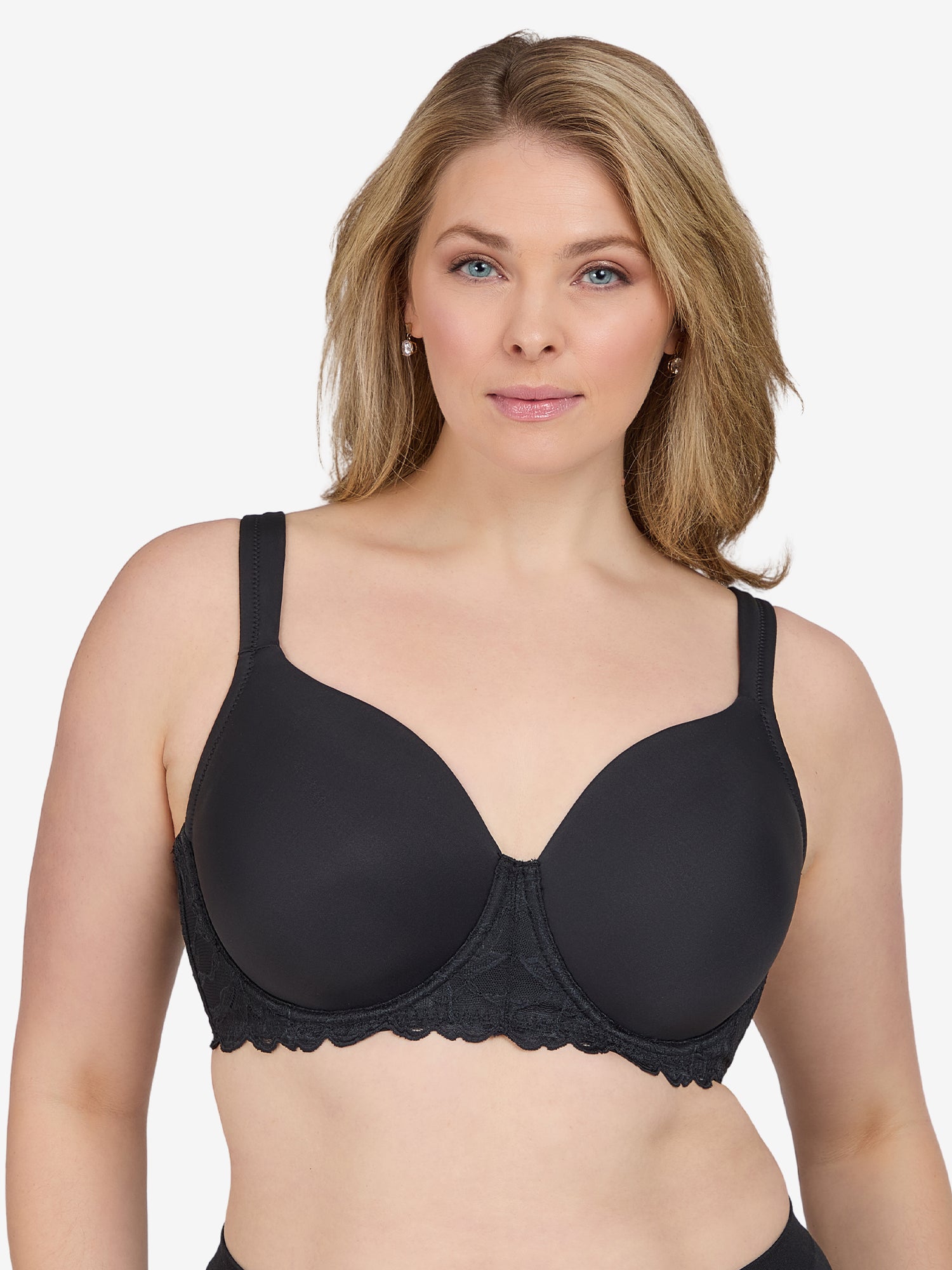 The Chloe – Lace Band Lightly Padded Underwire T-Shirt Bra - Black,38A