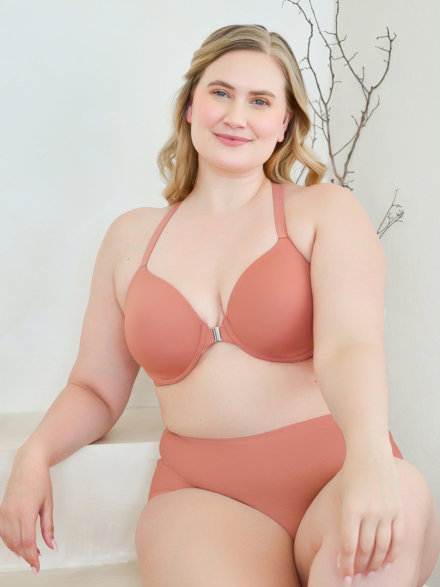 The Luna - Lightly Padded Front-Closure Racerback T-Shirt Bra - Canyon Clay,40A