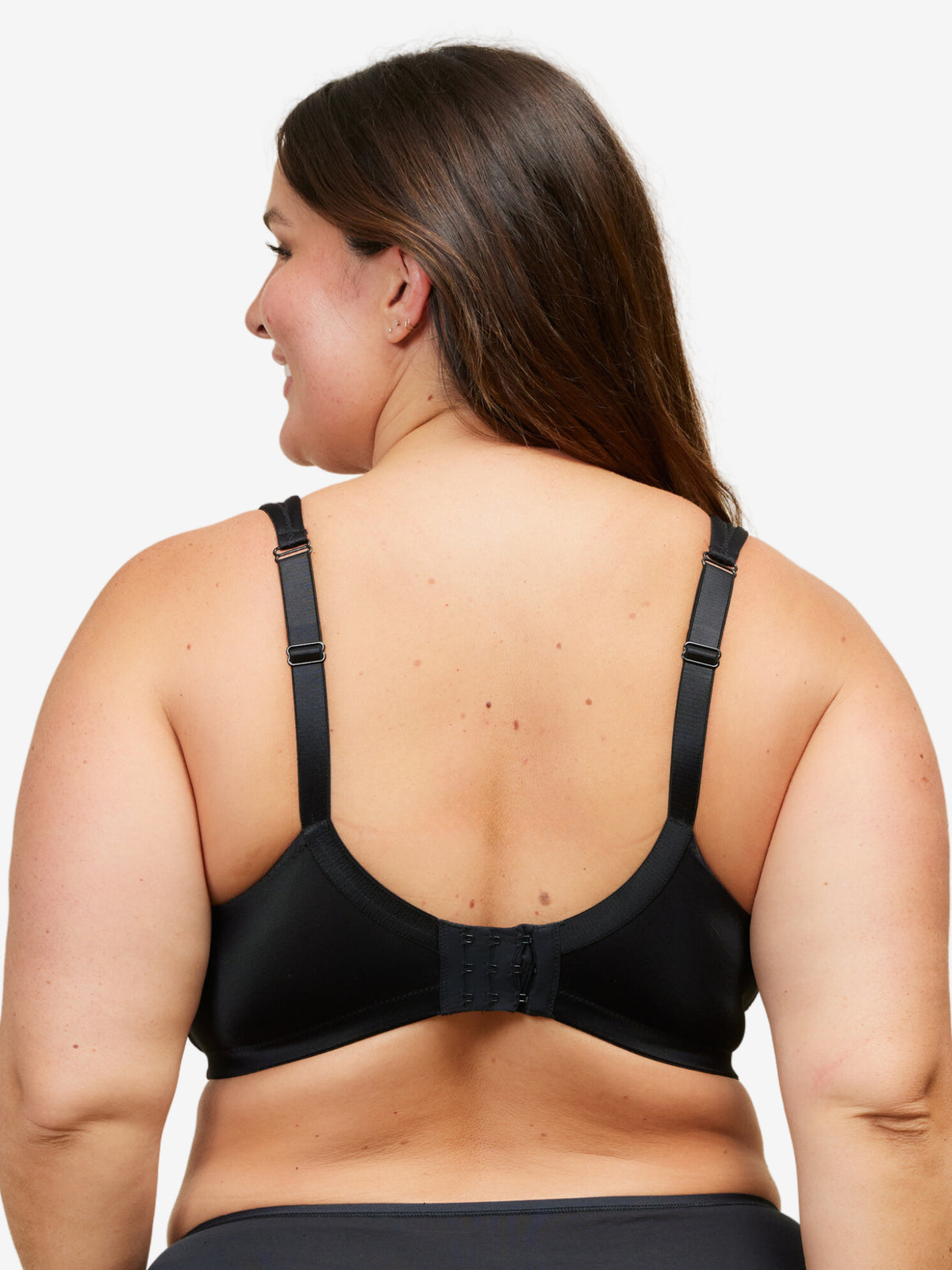Front view of loving moments microf loving momentsiber comfort bra in black