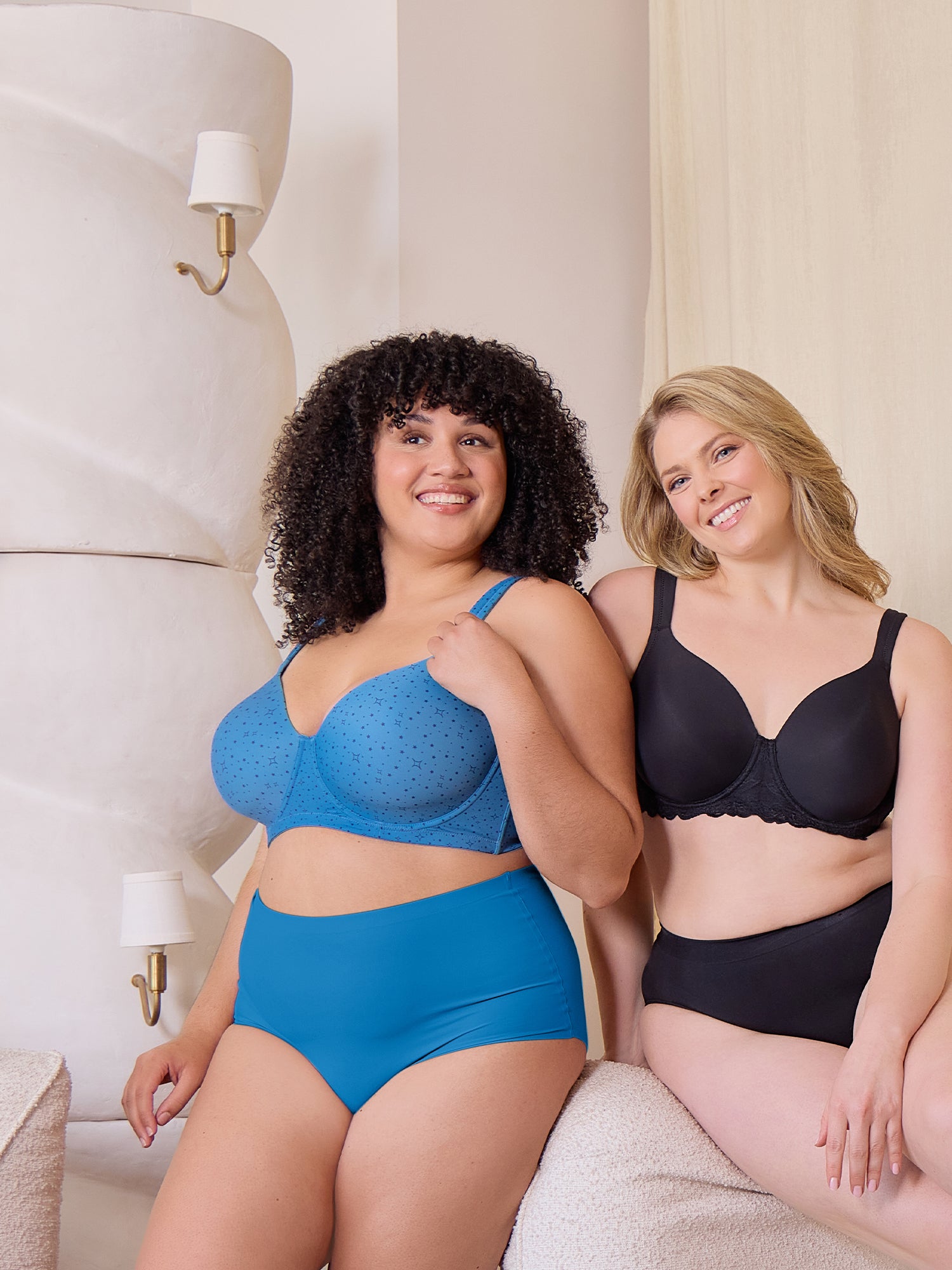 The Brigitte Full Coverage - Padded Underwire T-Shirt Bra - Blue Cosmic Print,38A