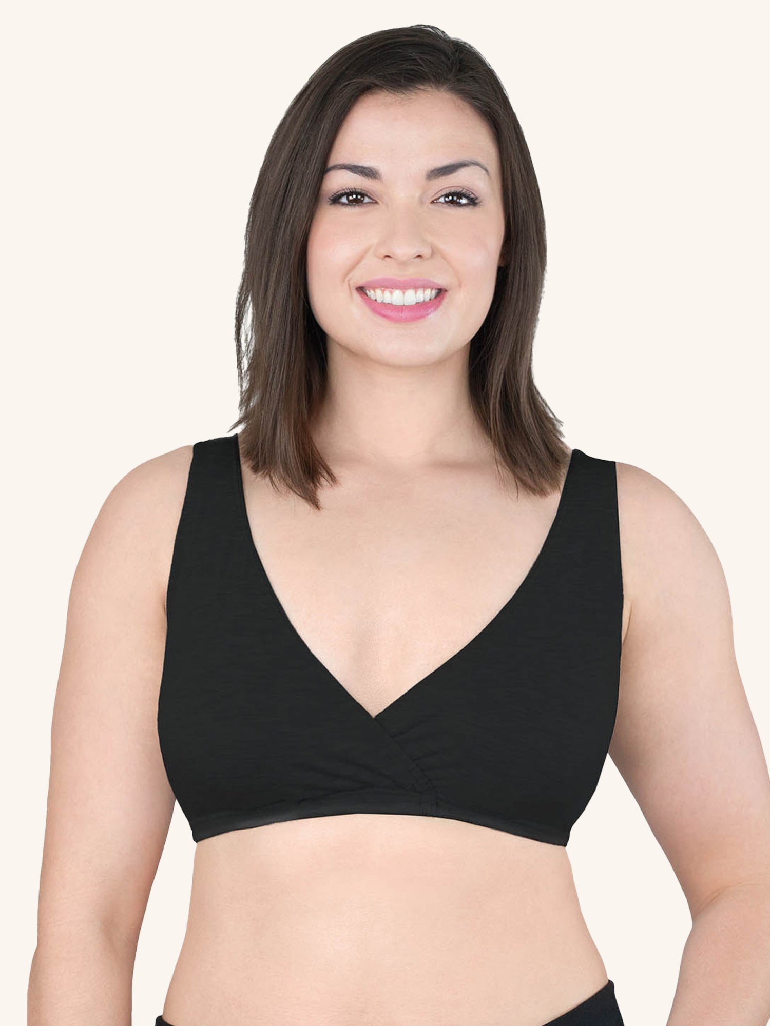 Loving Moments Crossover Nursing Sleep Bra - Black,M