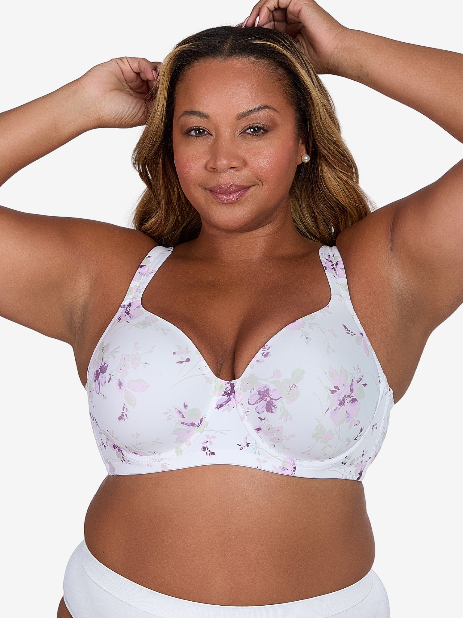 The Brigitte Full Coverage - Lightly Padded Underwire T-Shirt Bra - Watercolor Floral,38A