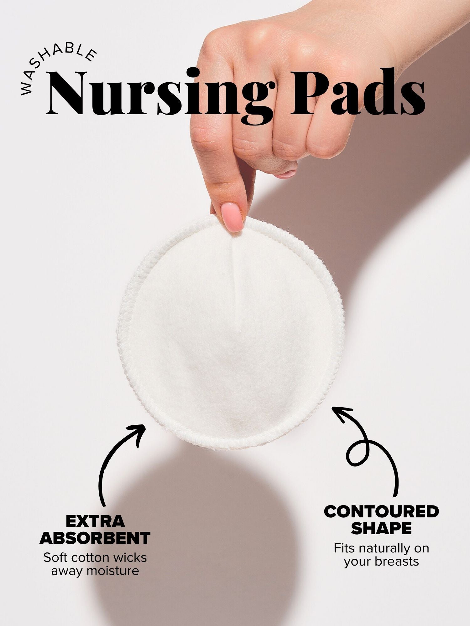 Extra Absorbent Washable Contoured Nursing Pads 12-Pack - White,OS