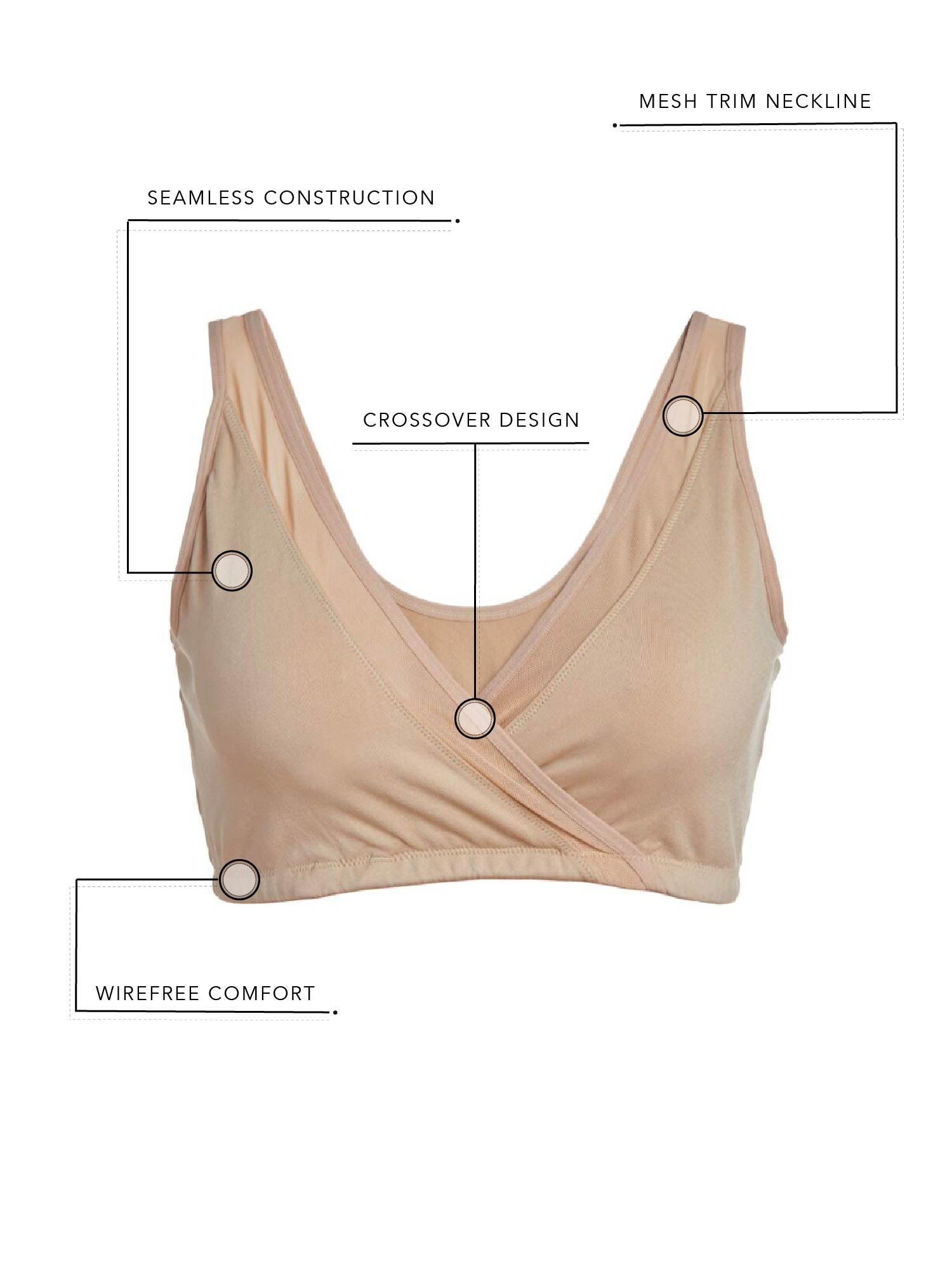 The Charlene - Seamless Comfort Crossover with Mesh - Salt Beige,L