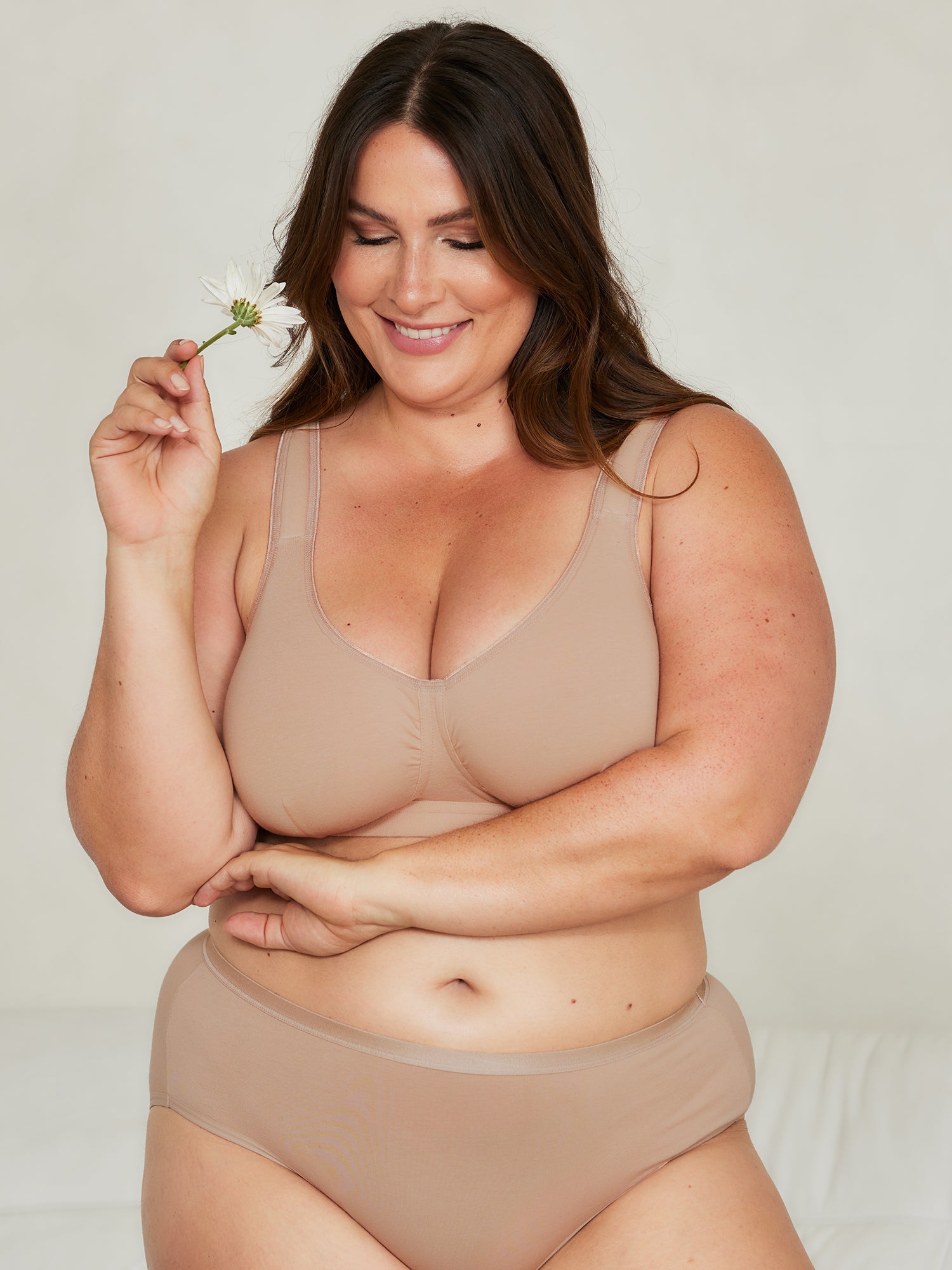 The Evie - Wireless All-Day Cotton Comfort Bra - Sand,36AB