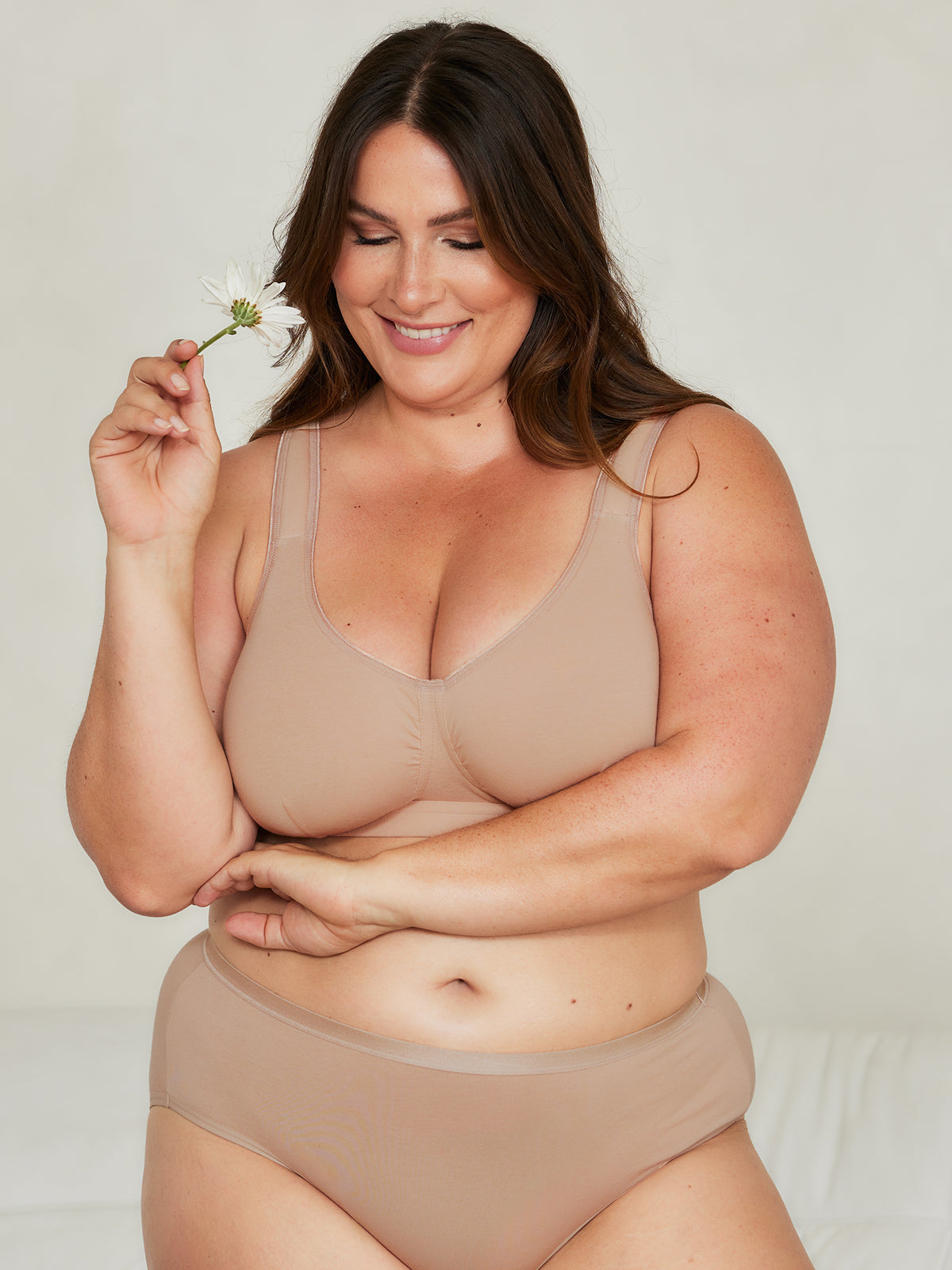 The Evie - Wireless All-Day Cotton Comfort Bra - Sand,36AB