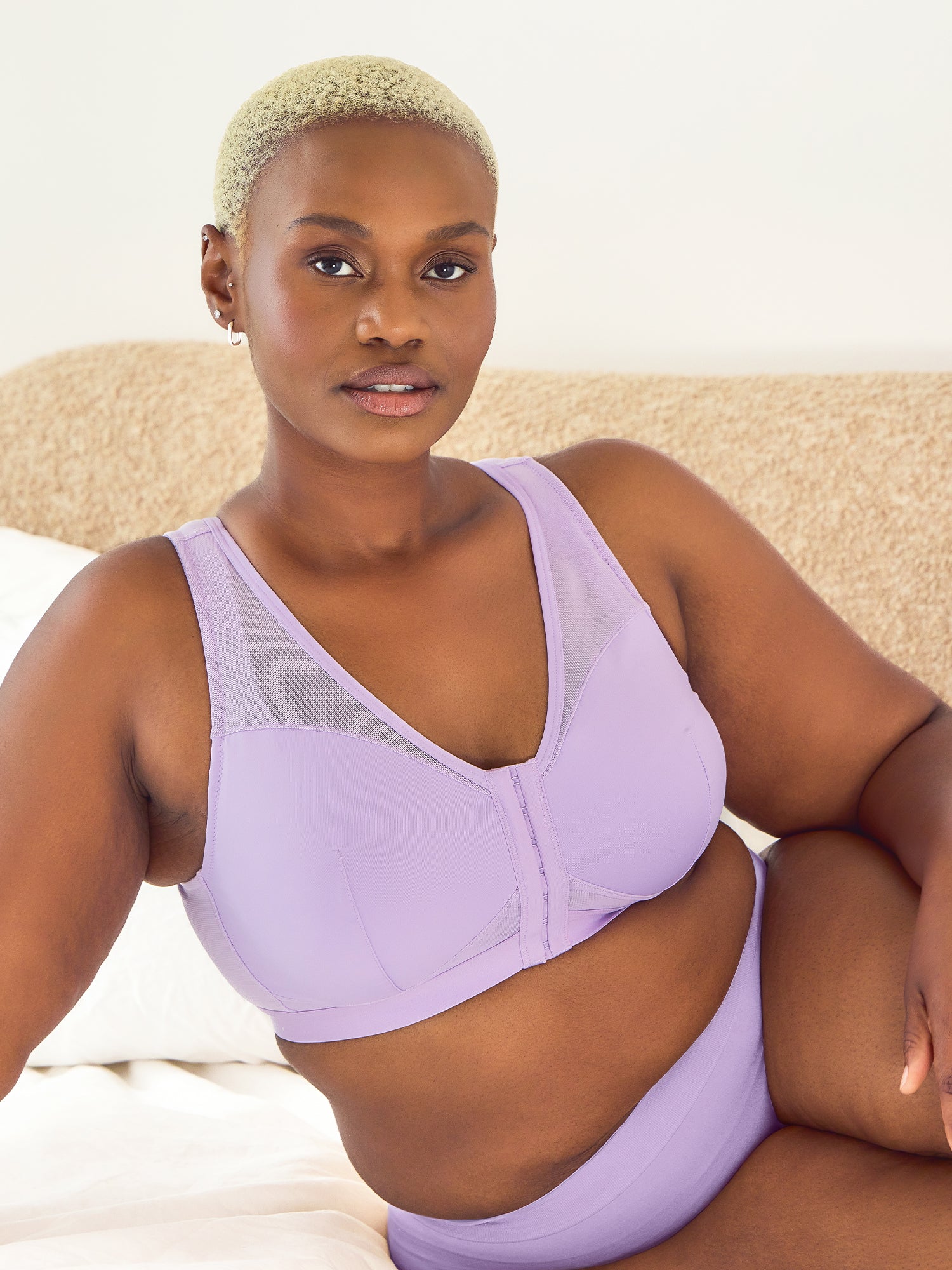 The Harper - Wireless Mesh Front-Closure Bra - Lilac Breeze,36AB