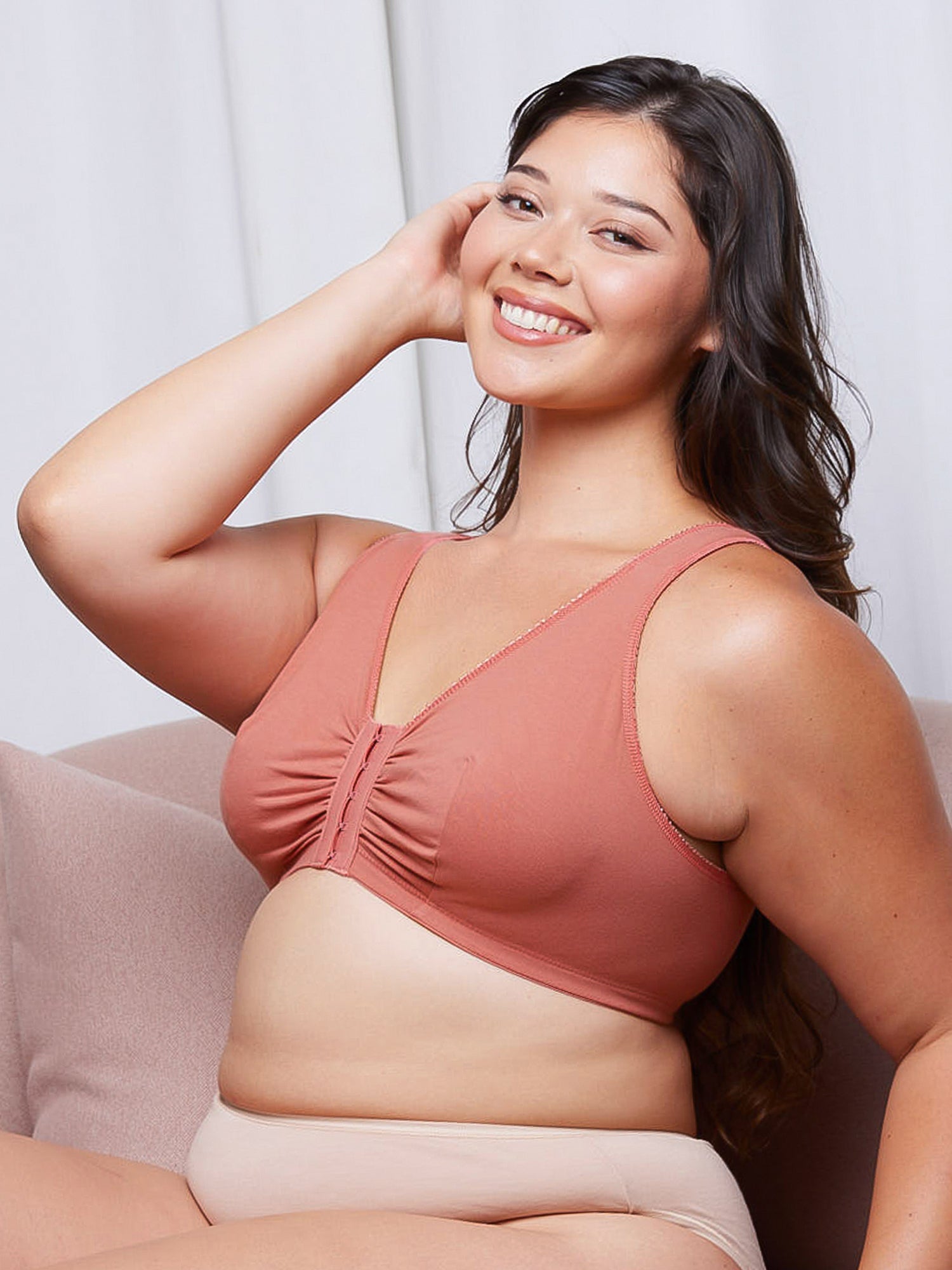 The Meryl - Cotton Front-Closure Comfort & Sleep Bra - Canyon Clay,36AB