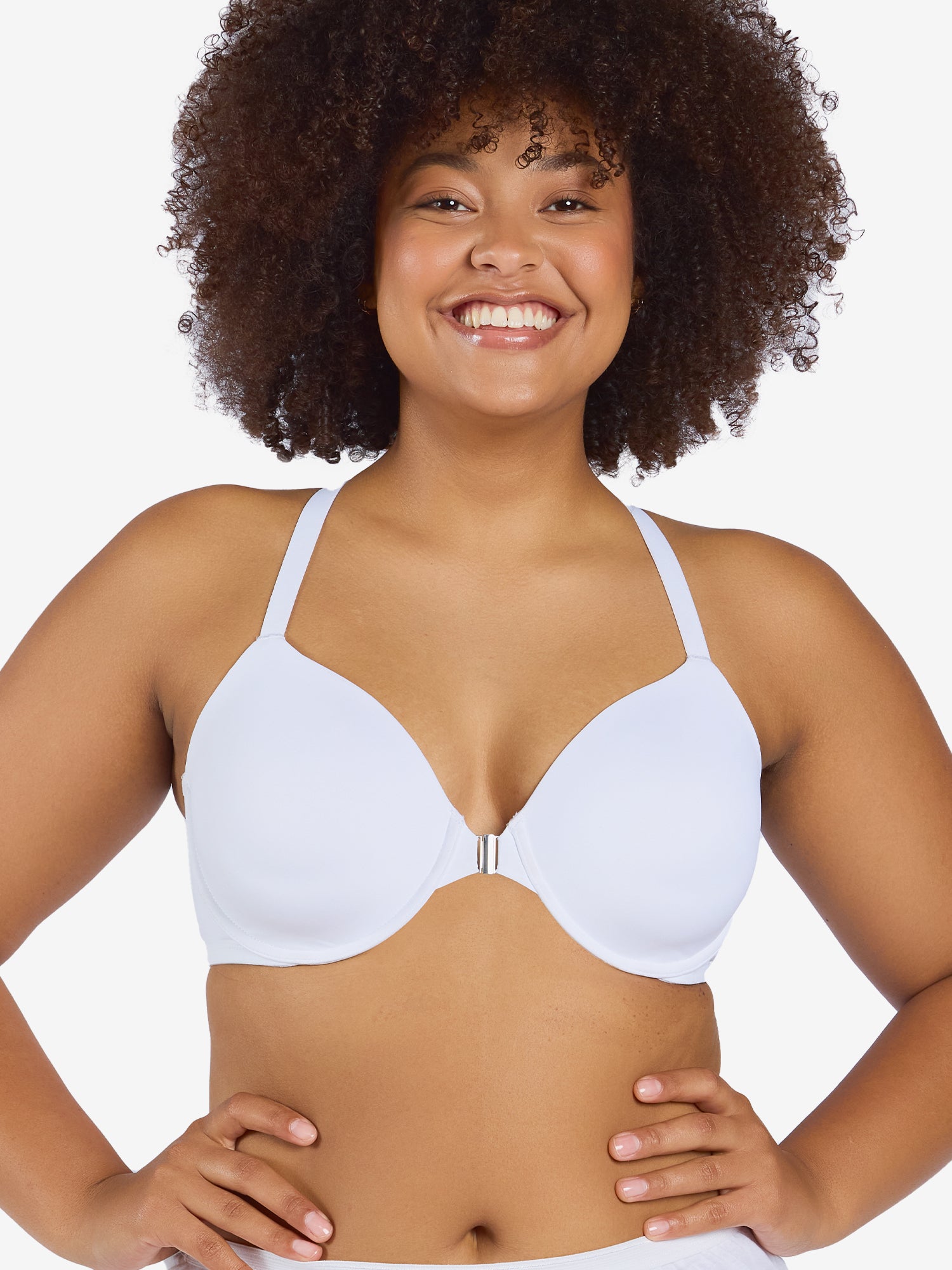 The Luna - Lightly Padded Front-Closure Racerback T-Shirt Bra - White,40A