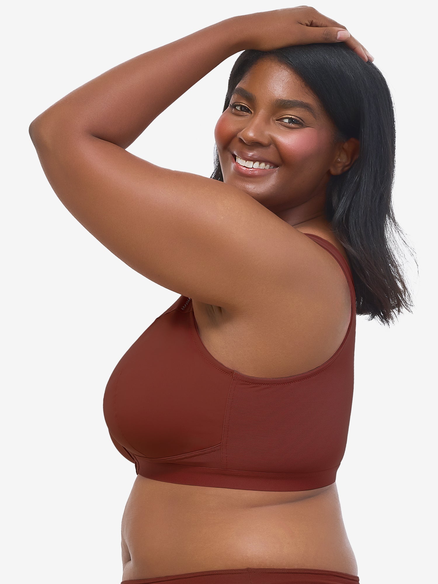 The Harper - Wireless Mesh Front-Closure Bra - Spiced Apple,34CDDD