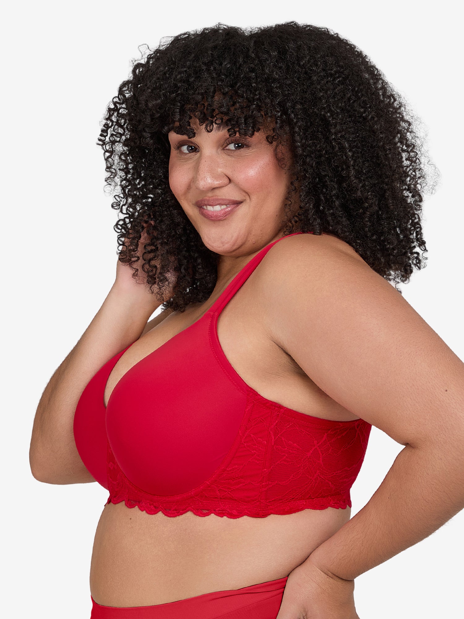 The Chloe - Lace Band Lightly Padded Underwire T-Shirt Bra - Pepper Red,38A