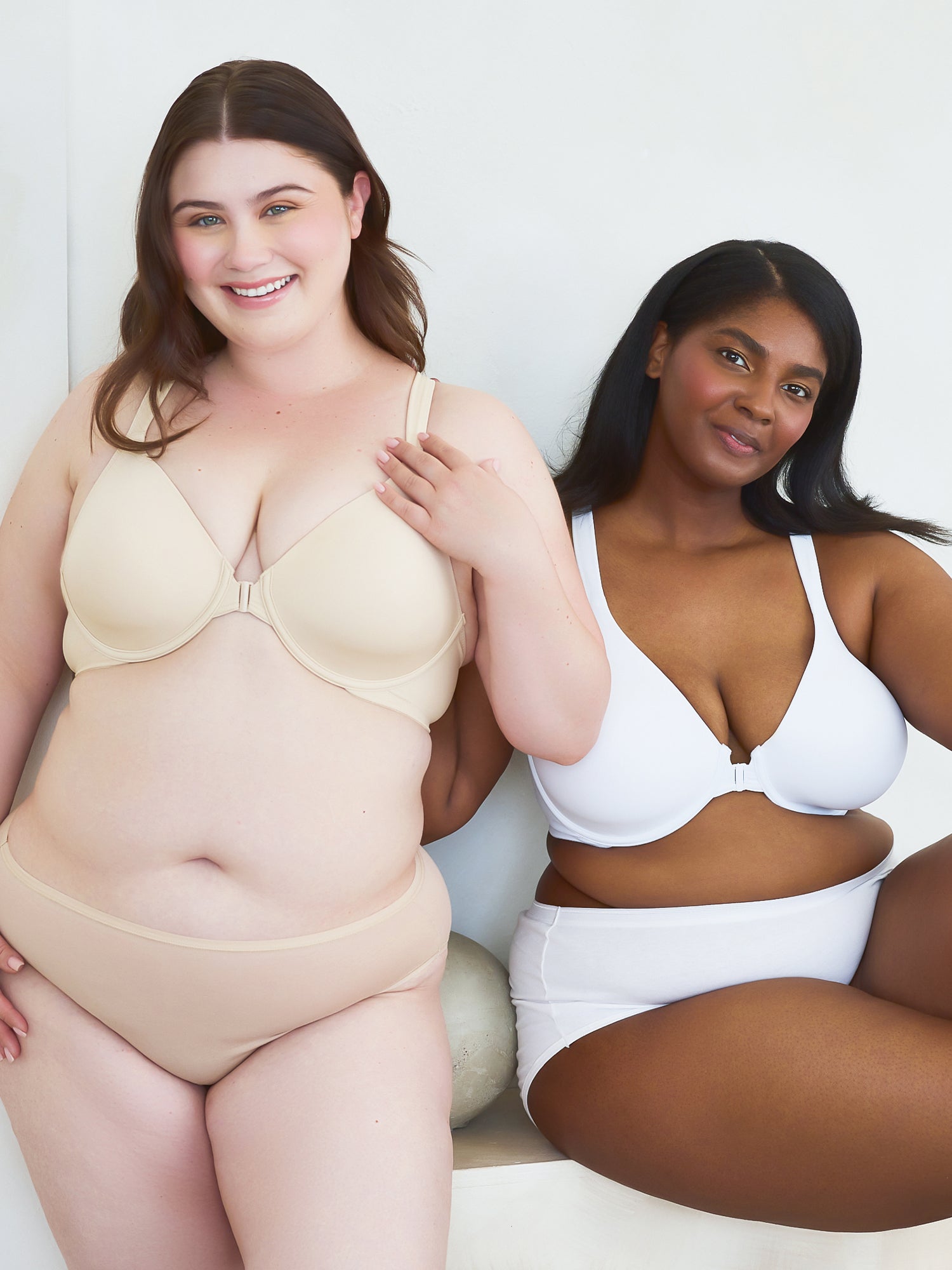 Back view of front-closure racerback t-shirt bra in white