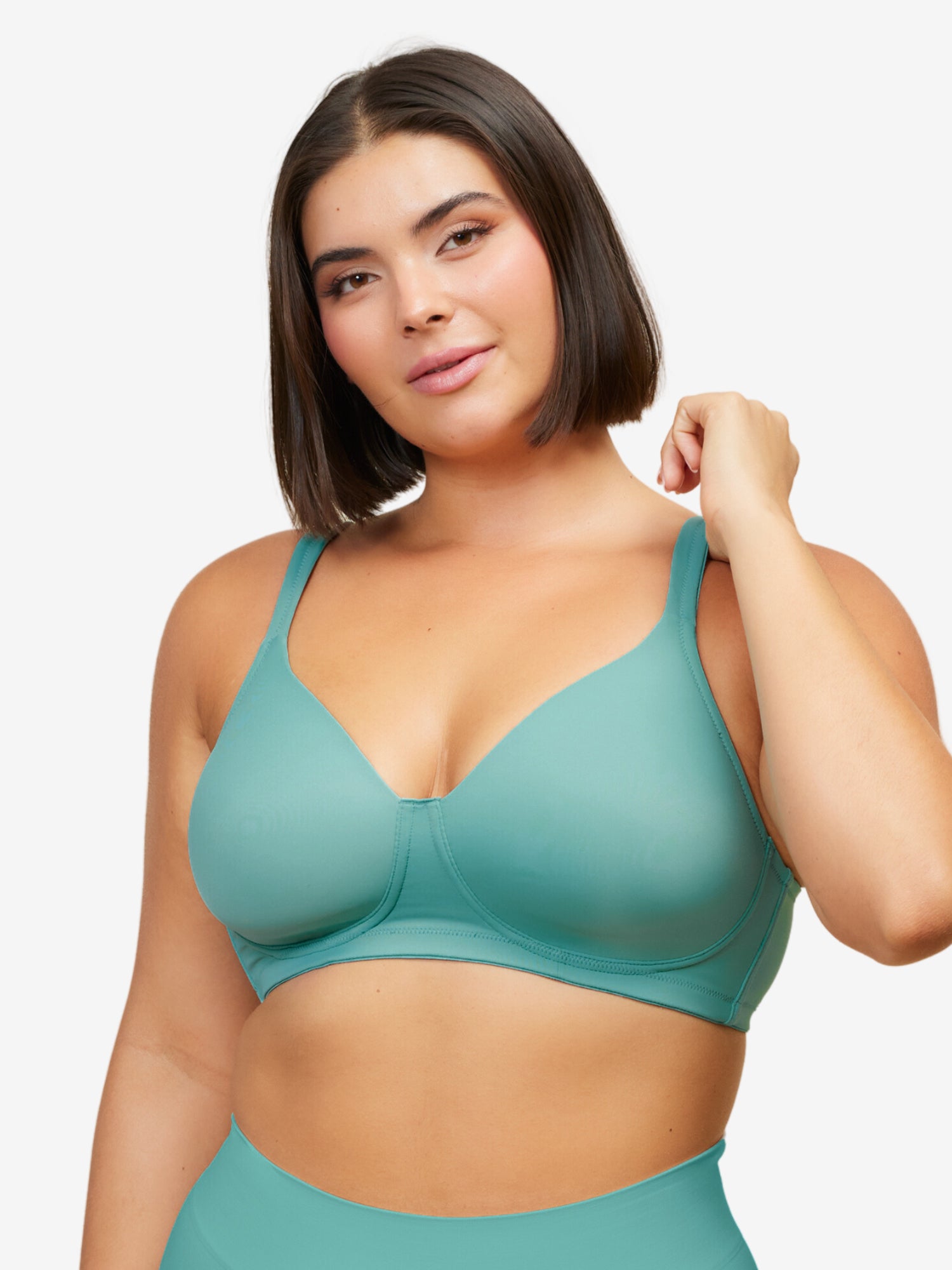 The Brigitte Full Coverage - Lightly Padded Wireless T-Shirt Bra - Fresh Turquoise,38A
