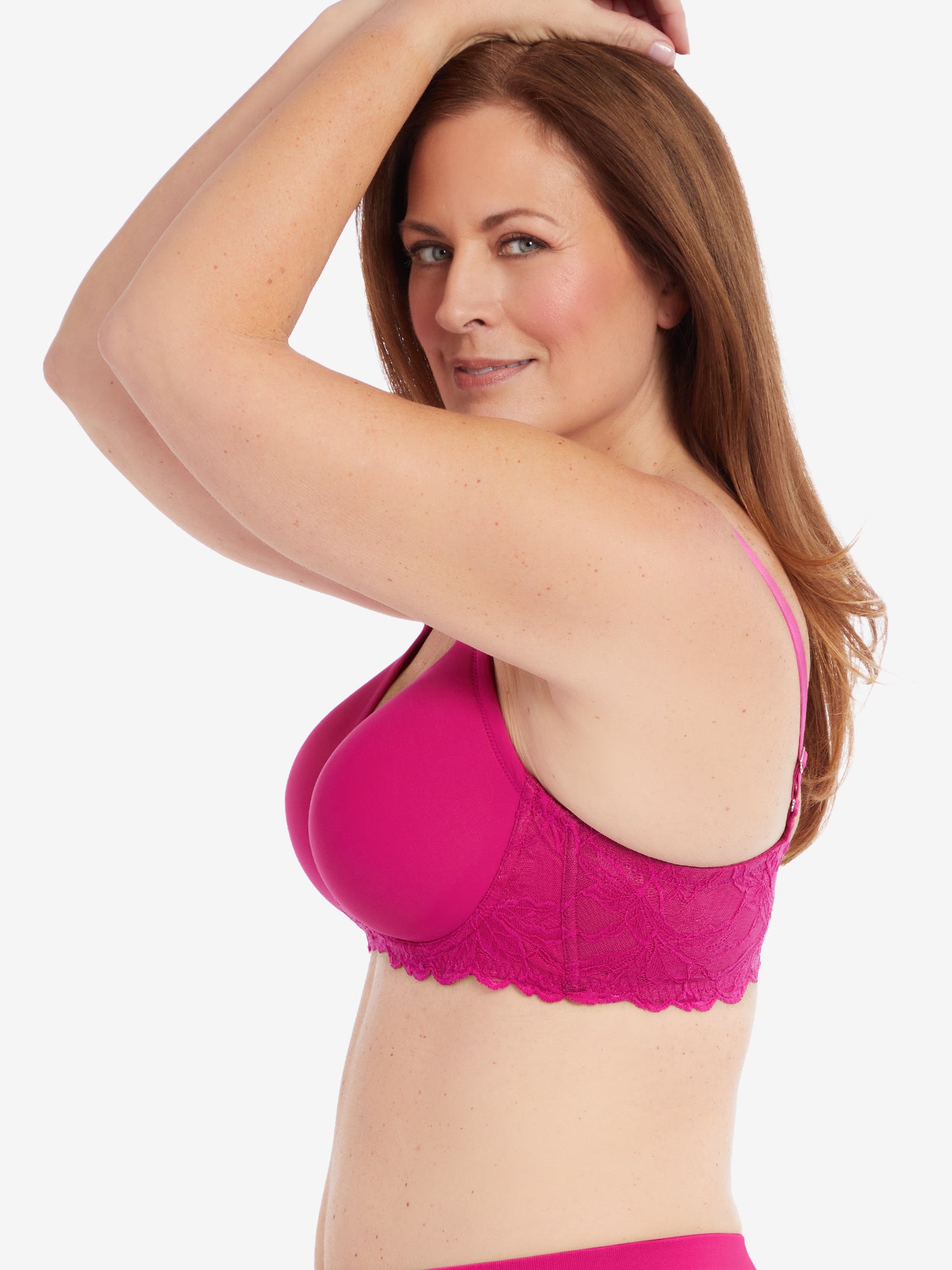 The Zoey - Lace Band Lightly Padded Wireless T-Shirt Bra - Very Berry,38A