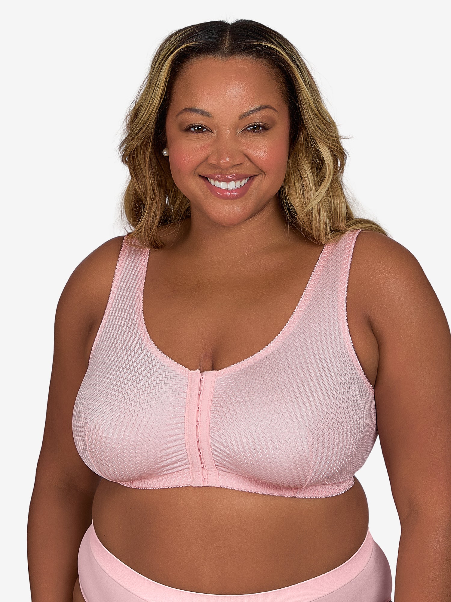 The Marlene - Wireless Silky Front-Closure Comfort Bra - Crystal Pink,36BCD