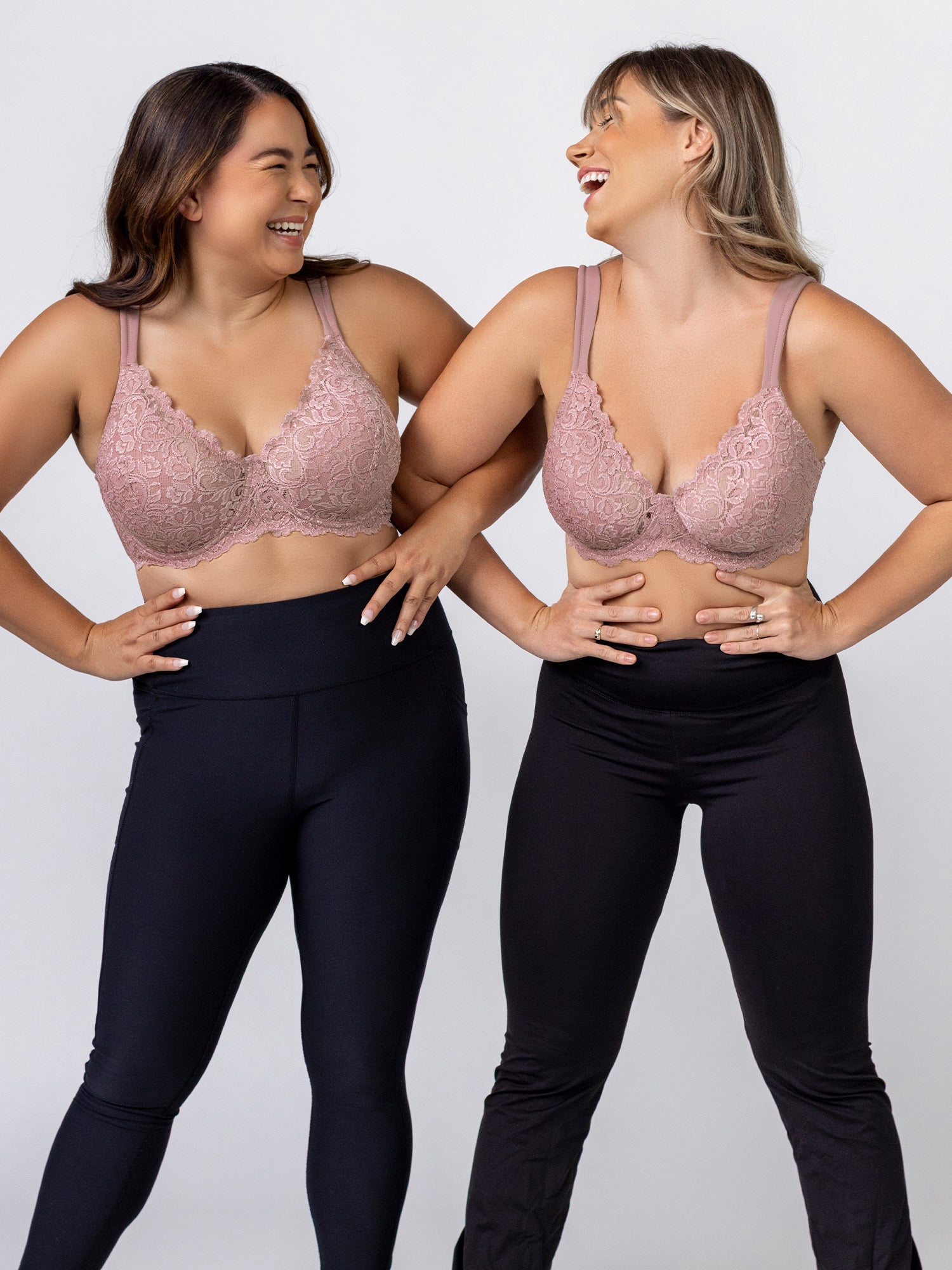 The Ava - Lightly Padded Soft Lace Underwire Bra - Rose Mauve,40A