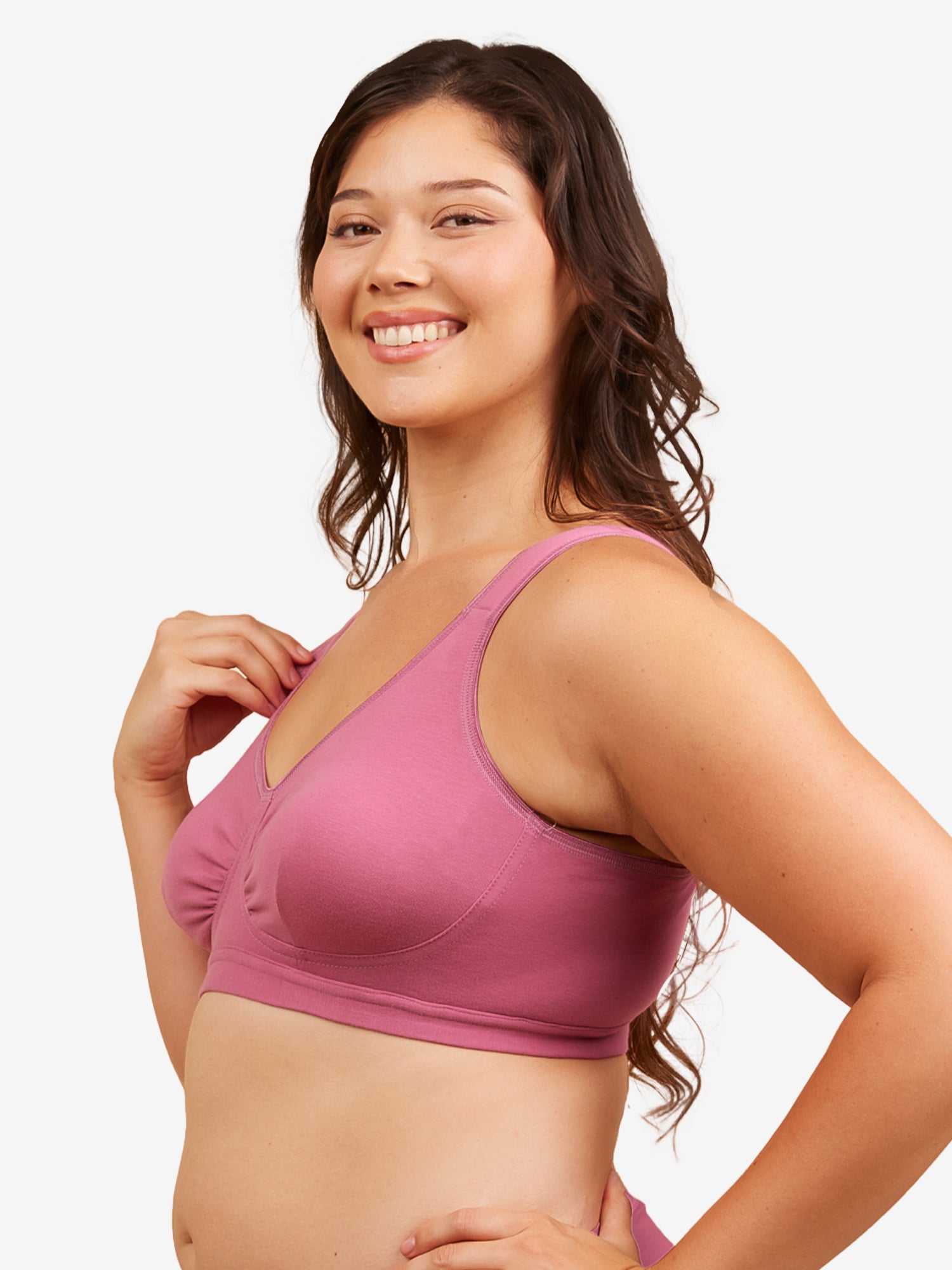 The Evie - Wireless All-Day Cotton Comfort Bra - Raspberry Rose,36AB