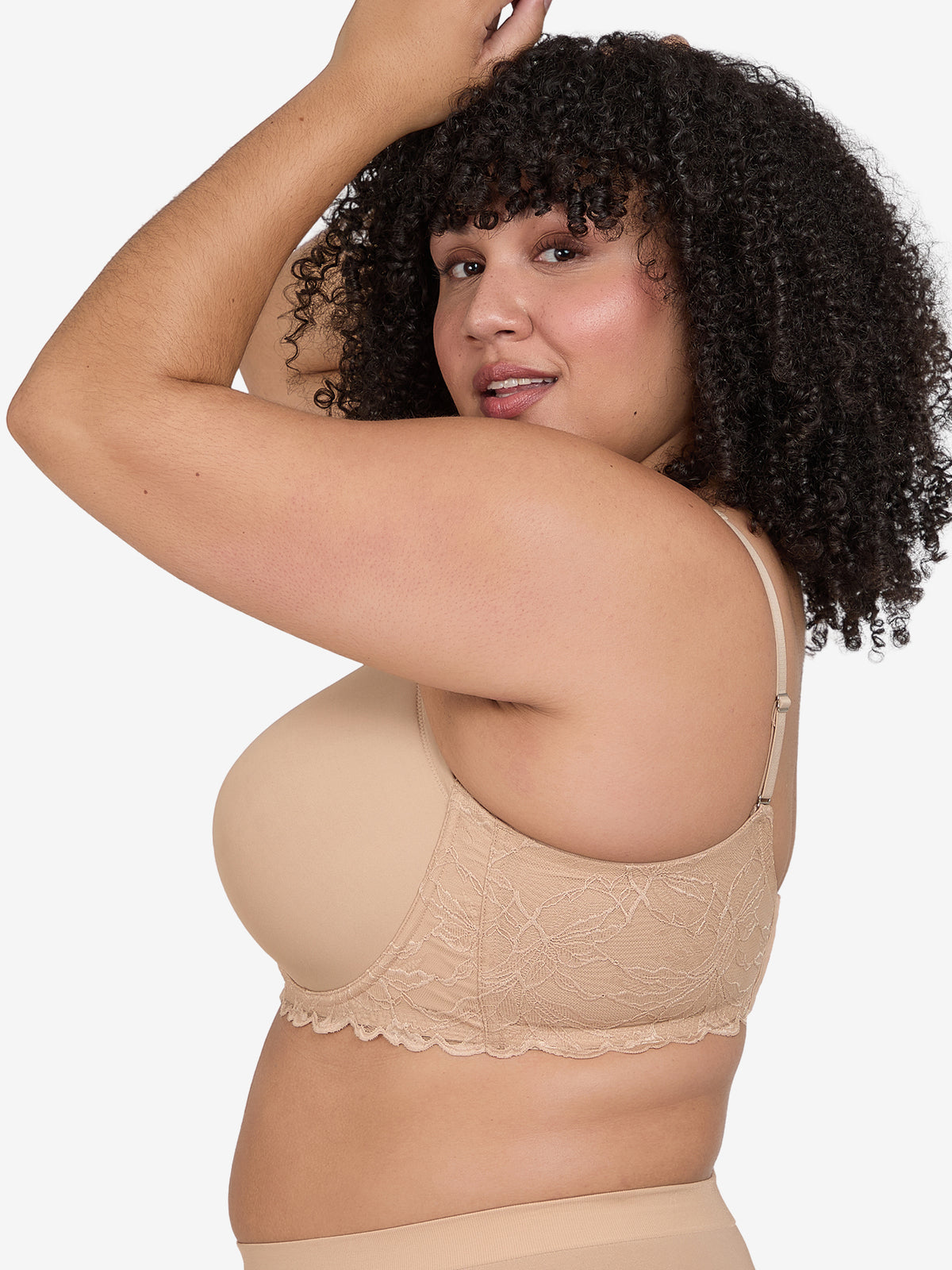 The Chloe - Lace Band Lightly Padded Underwire T-Shirt Bra - Sand,38A