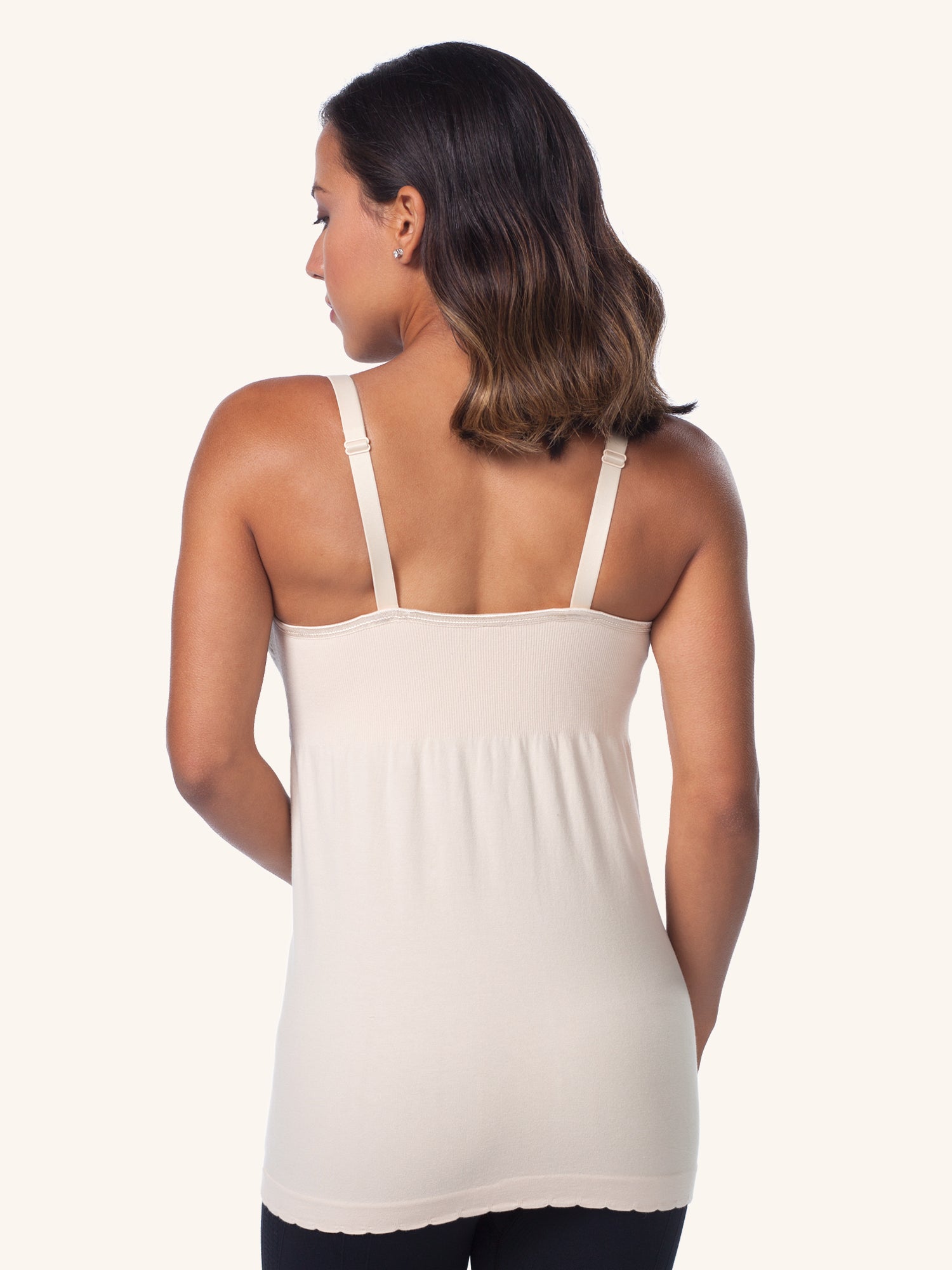 Seamless Cotton Nursing Top with Built-In Nursing Bra - Naturally Nude,S