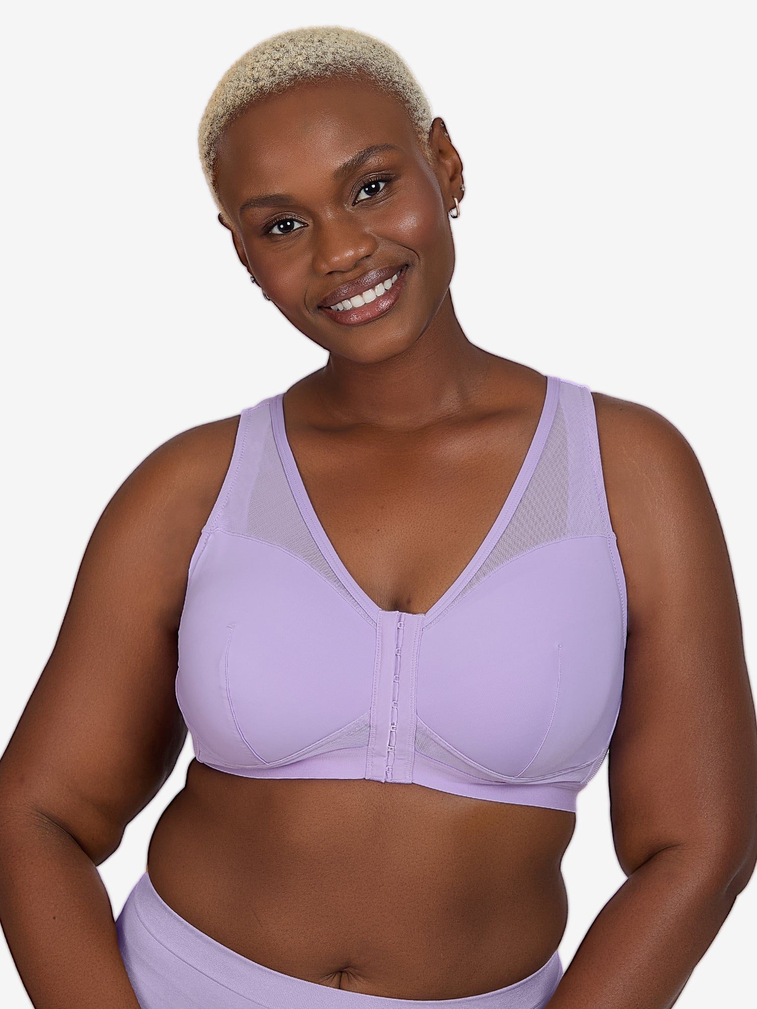 The Harper - Wireless Mesh Front-Closure Bra - Lilac Breeze,36AB