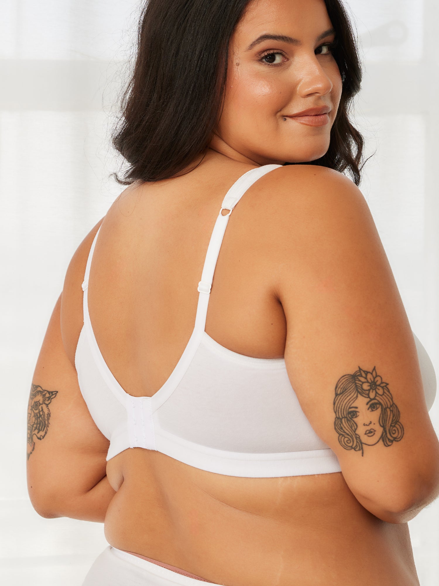 The Evie - Wireless All-Day Cotton Comfort Bra - White,36AB