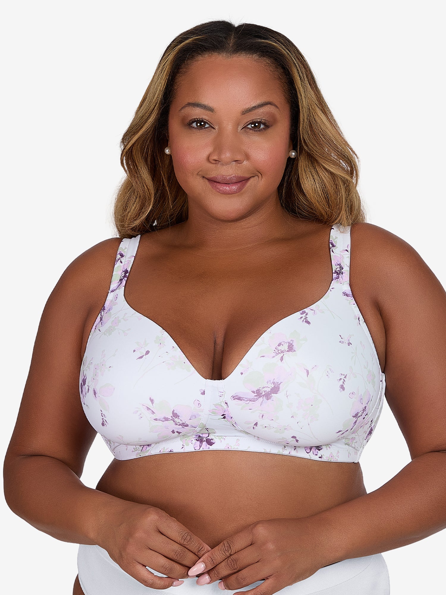 The Brigitte Full Coverage - Lightly Padded Wireless T-Shirt Bra - Watercolor Floral,38A