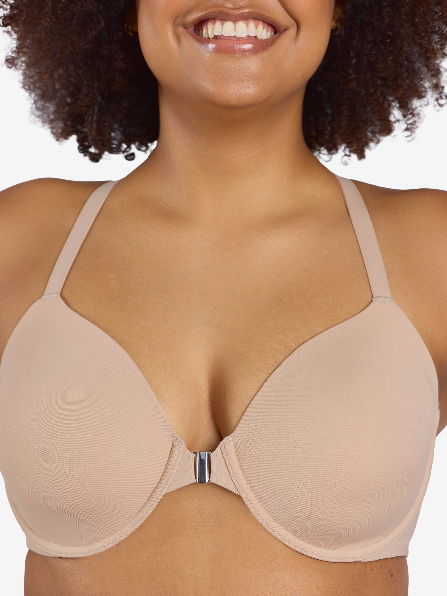 The Luna - Lightly Padded Front-Closure Racerback T-Shirt Bra - Sand,38B