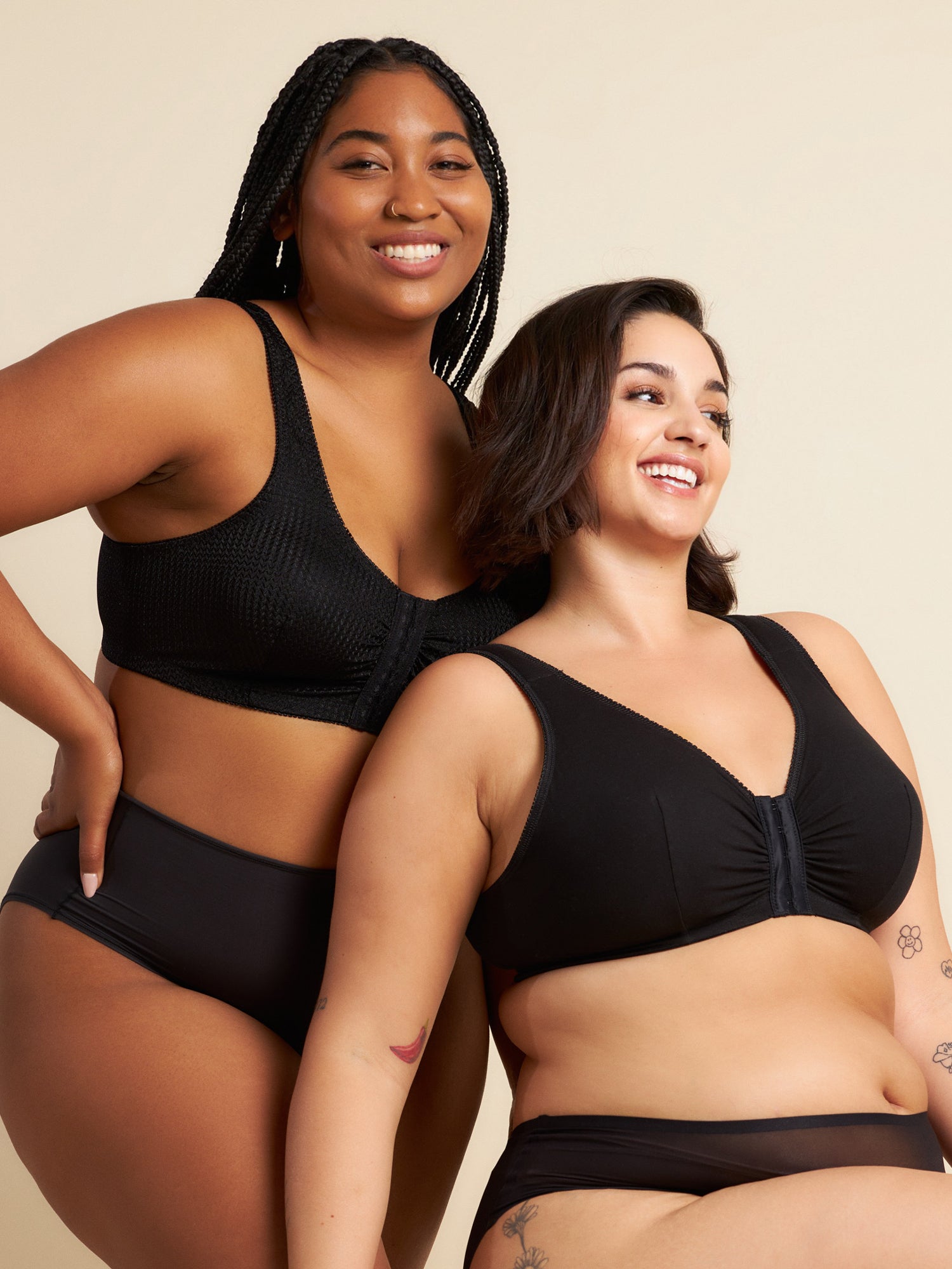 The Marlene - Wireless Silky Front-Closure Comfort Bra - Black,36BCD